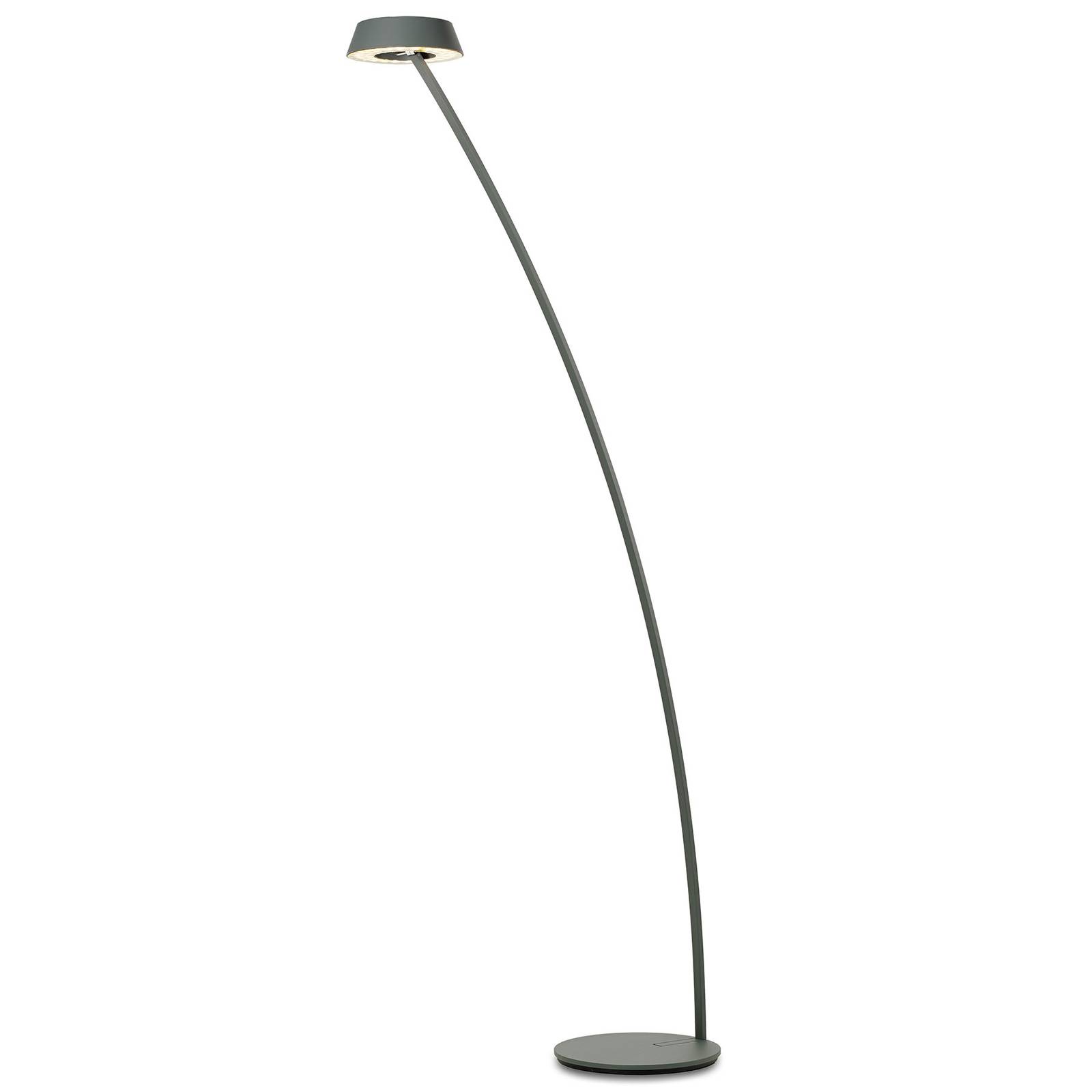 OLIGO Glance LED-Stehlampe gebogen grau matt