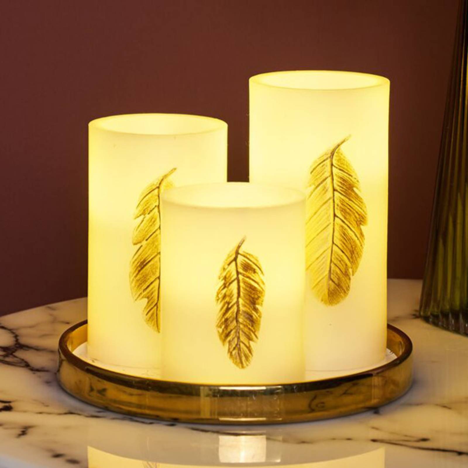 Pauleen Golden Feather Candle LED-Kerze 3er Set