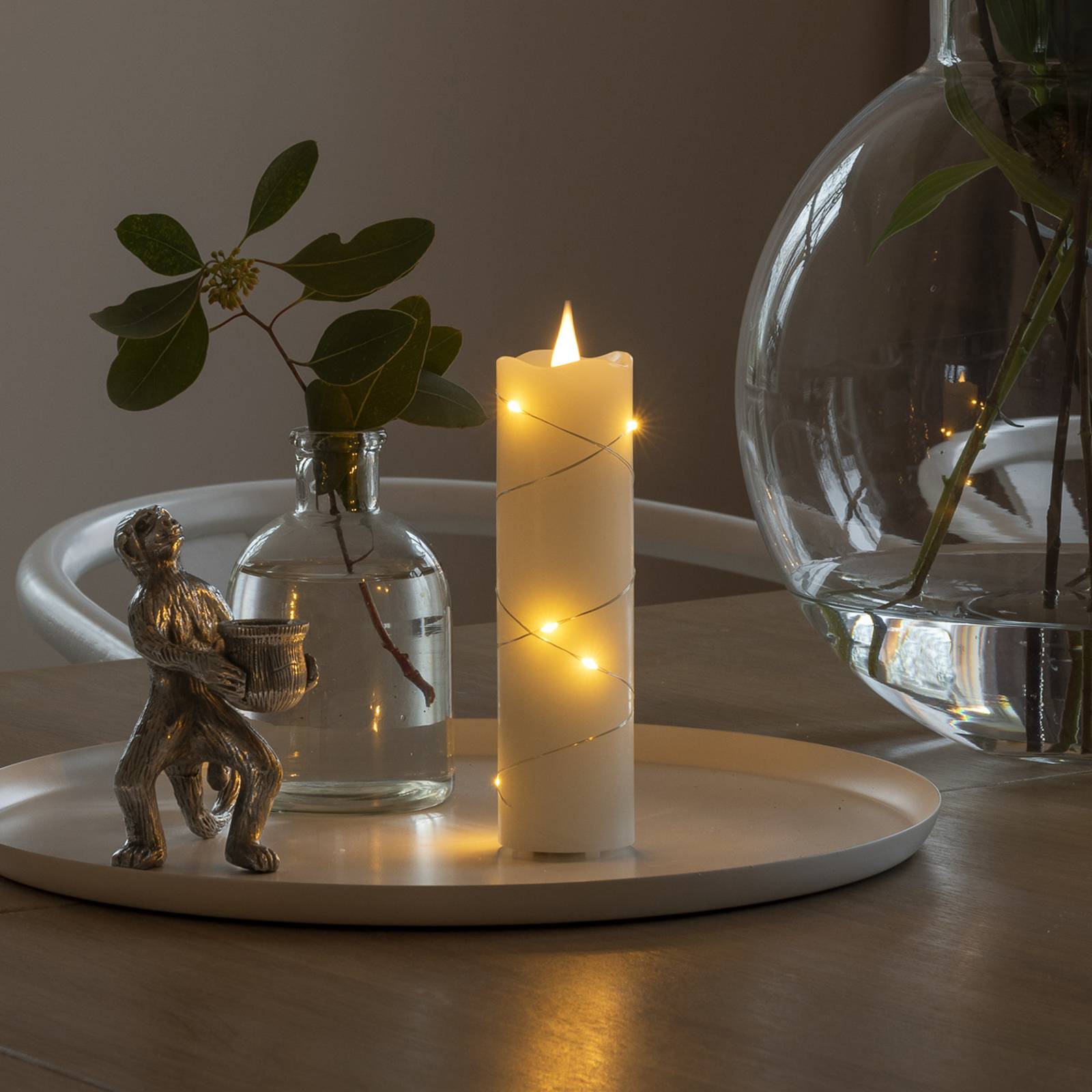 Konstsmide Christmas LED-Wachskerze creme Lichtfarbe Bernstein 17,8 cm