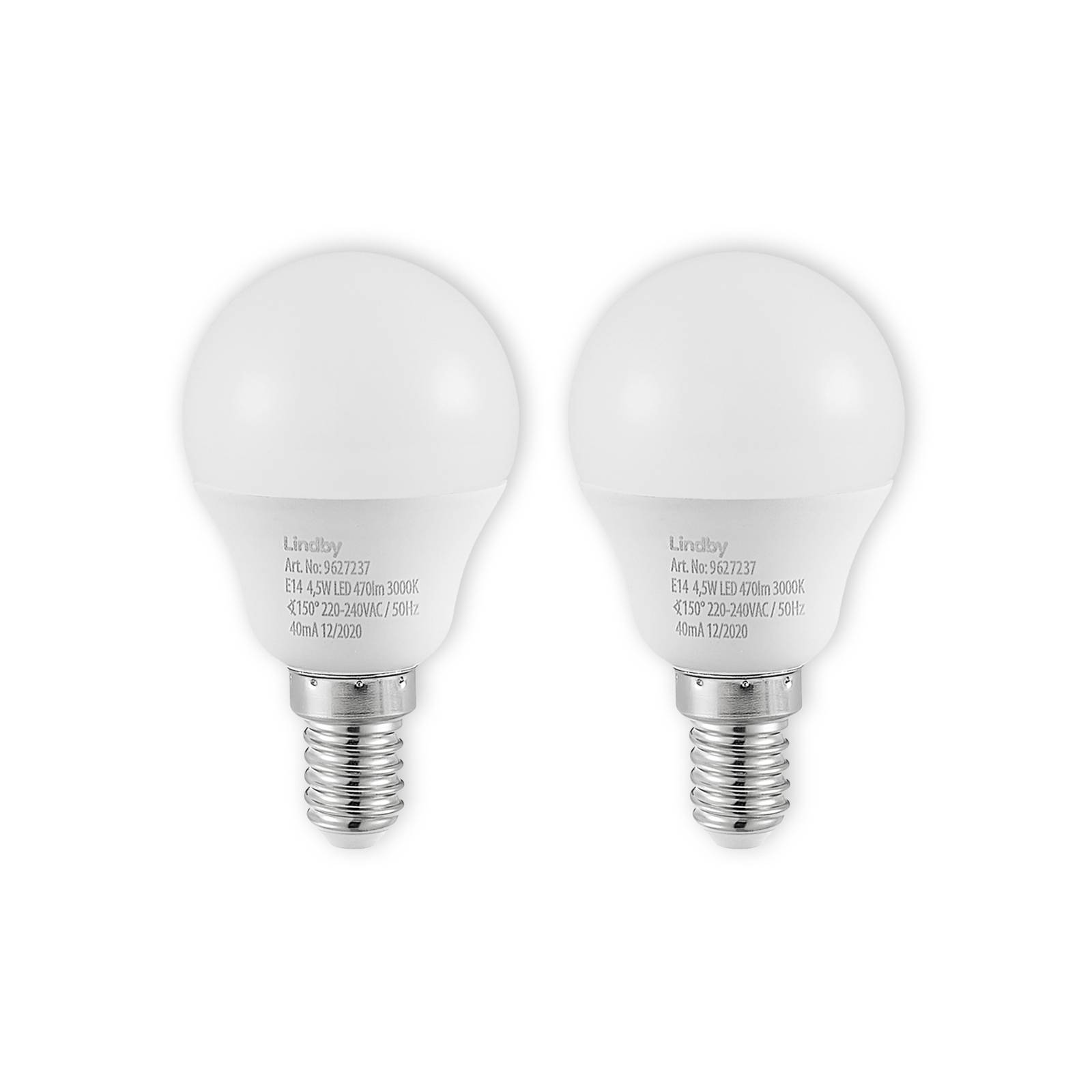 Lindby LED-Lampe E14 G45 4,9W 3.000K opal 2er-Set