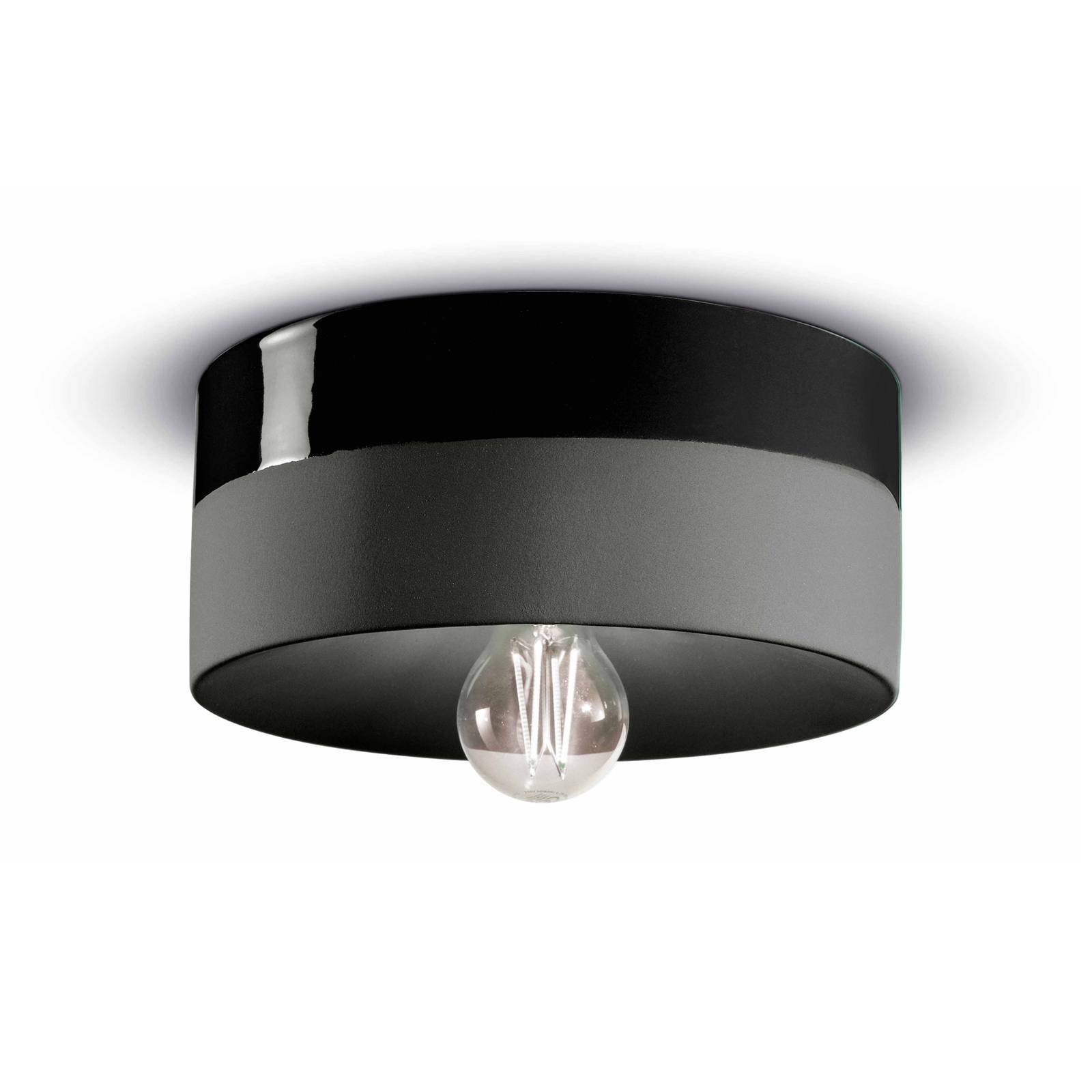 Ferroluce Deckenlampe PI Keramik glänzend/matt Ø25cm schwarz