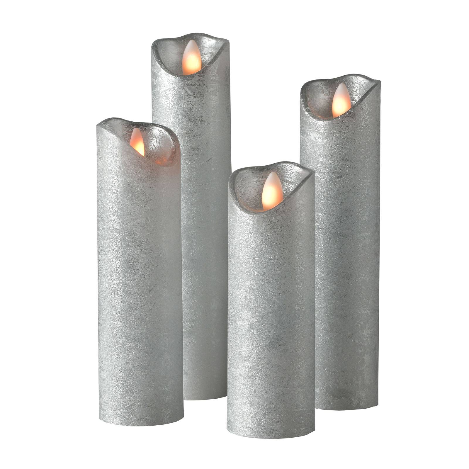 Sompex Stumpenkerze Shine LED, 4er-Set, Ø 5 cm, silber