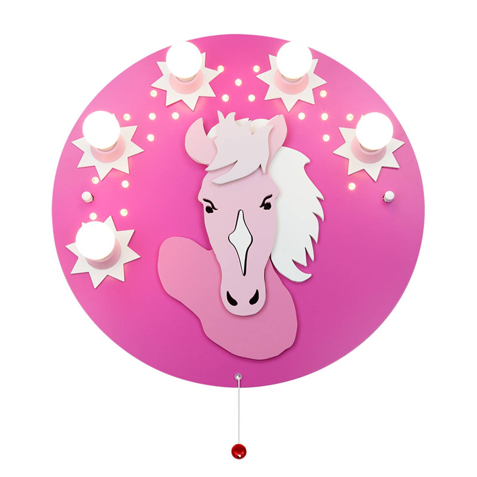 Elobra Wandleuchte Pony in Rosa-Pink, fünfflammig