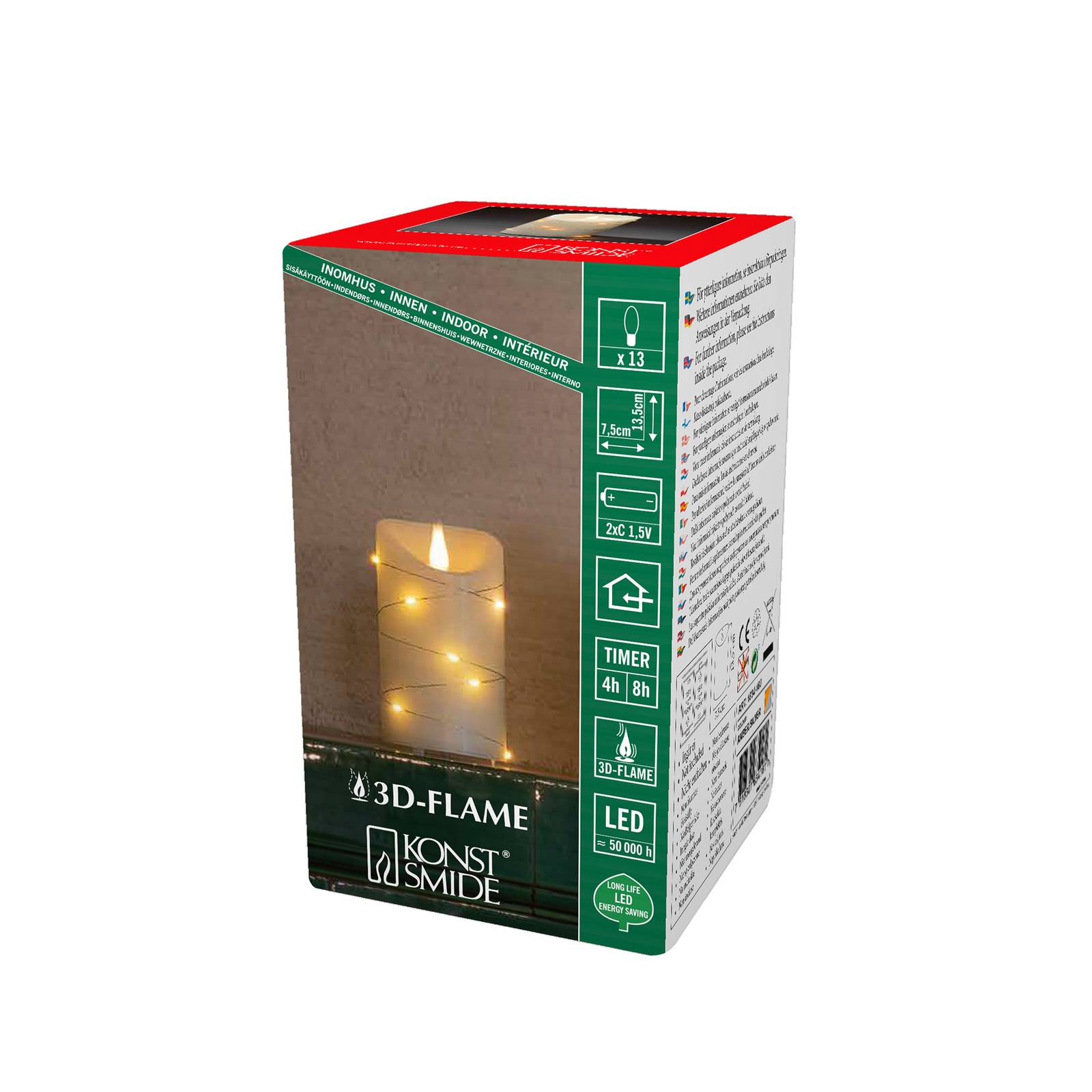Konstsmide Christmas LED-Wachskerze creme Lichtfarbe Bernstein Ø 7,5 cm