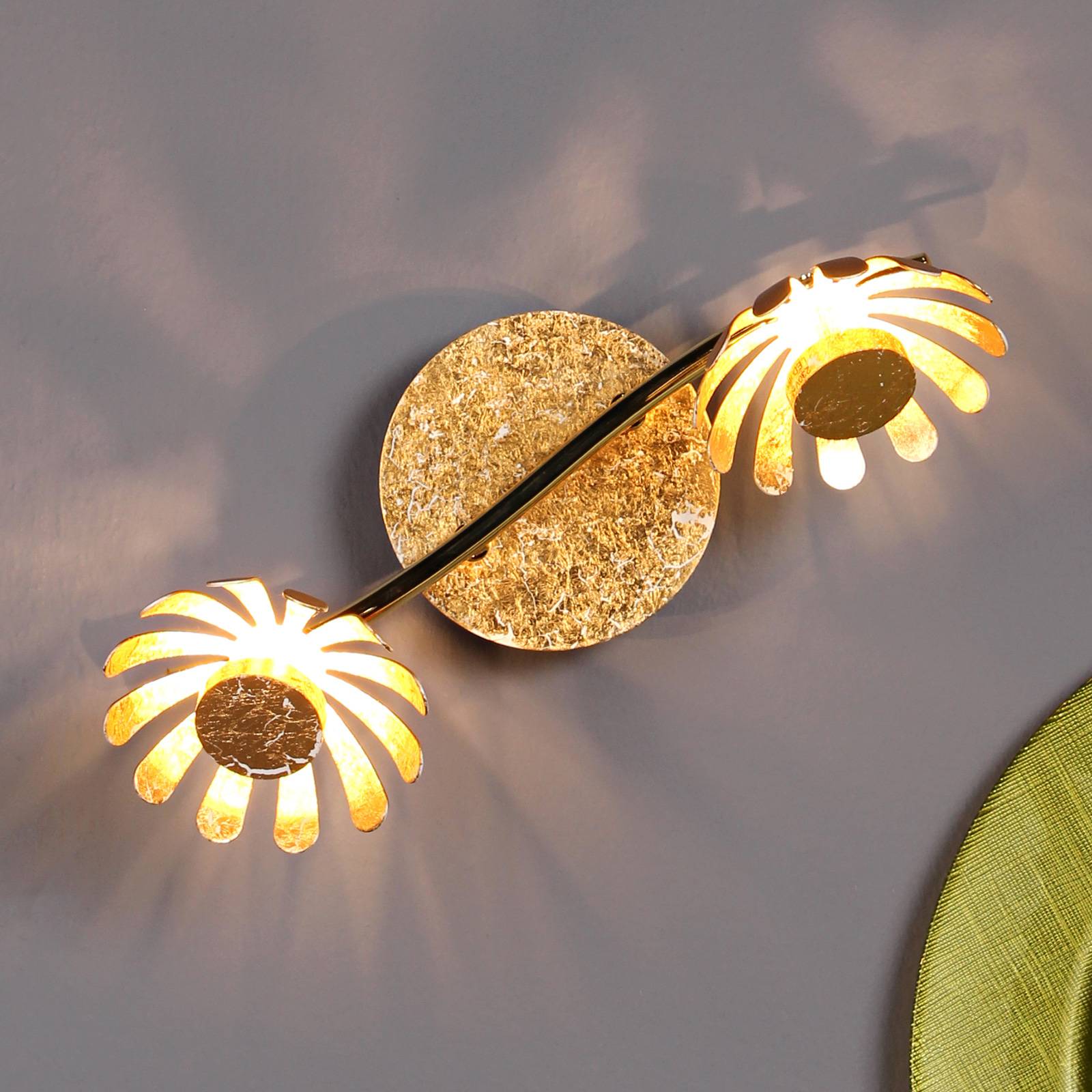 Eco-Light LED-Wandleuchte Bloom zweiflammig gold