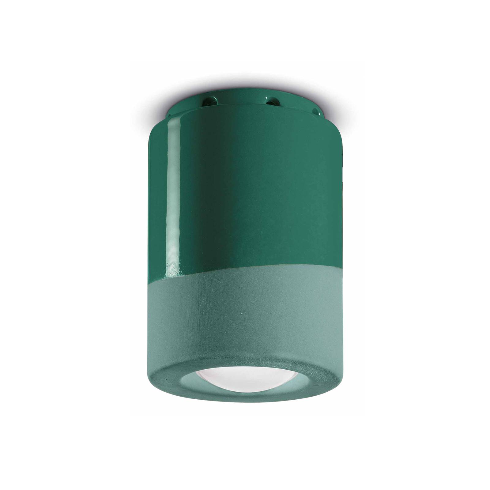 Ferroluce Deckenlampe PI, zylinderförmig, 8,5 cm, grün