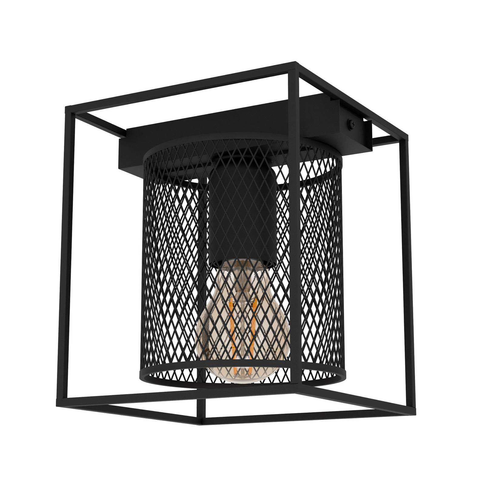 EGLO Deckenleuchte Catterick, schwarz, ein Käfigschirm