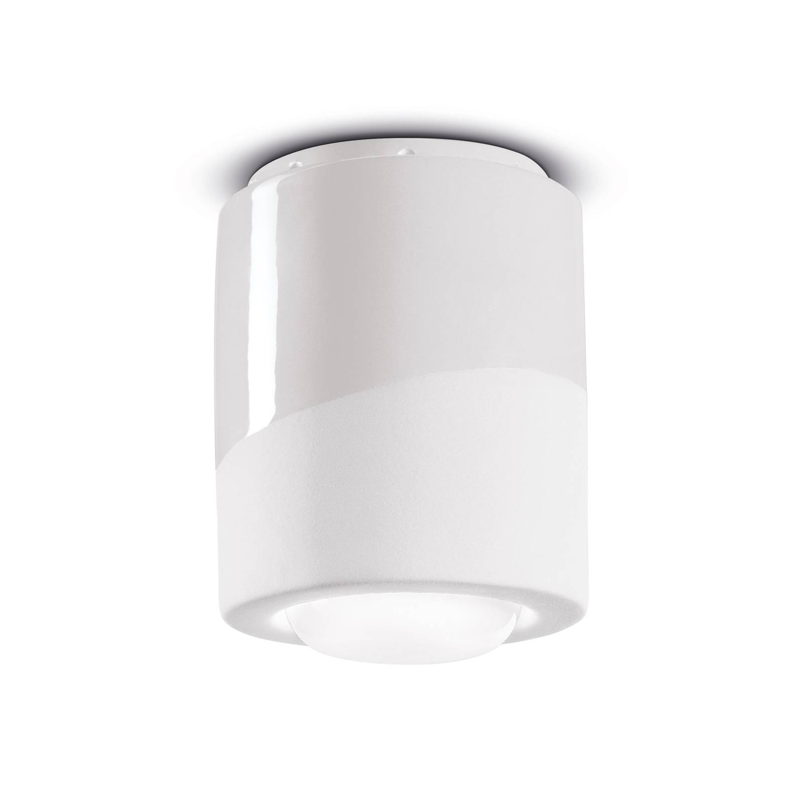Ferroluce Deckenlampe PI, zylindrisch, Ø 12,5 cm weiß