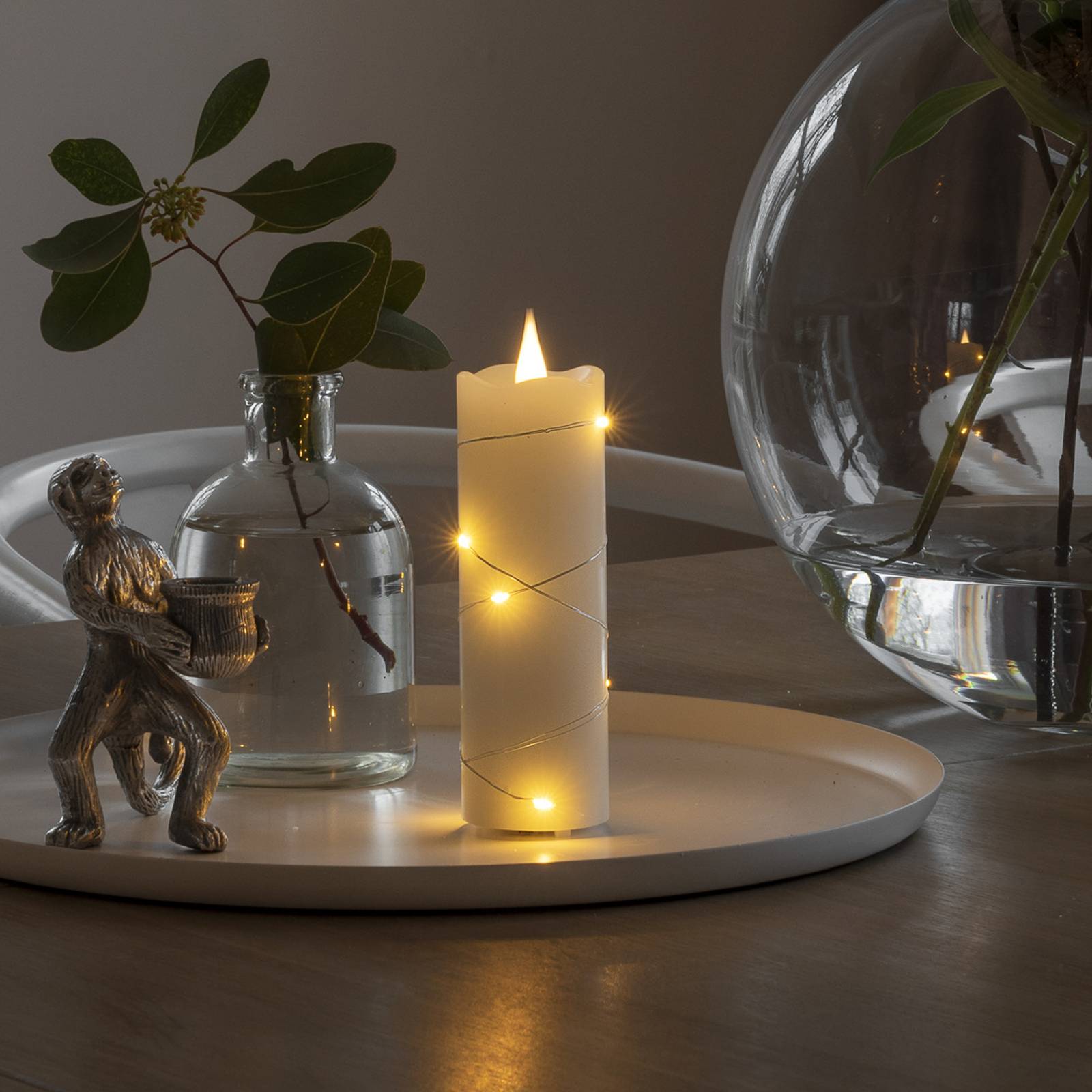 Konstsmide Christmas LED-Wachskerze weiß Lichtfarbe Warmweiß 12,7 cm