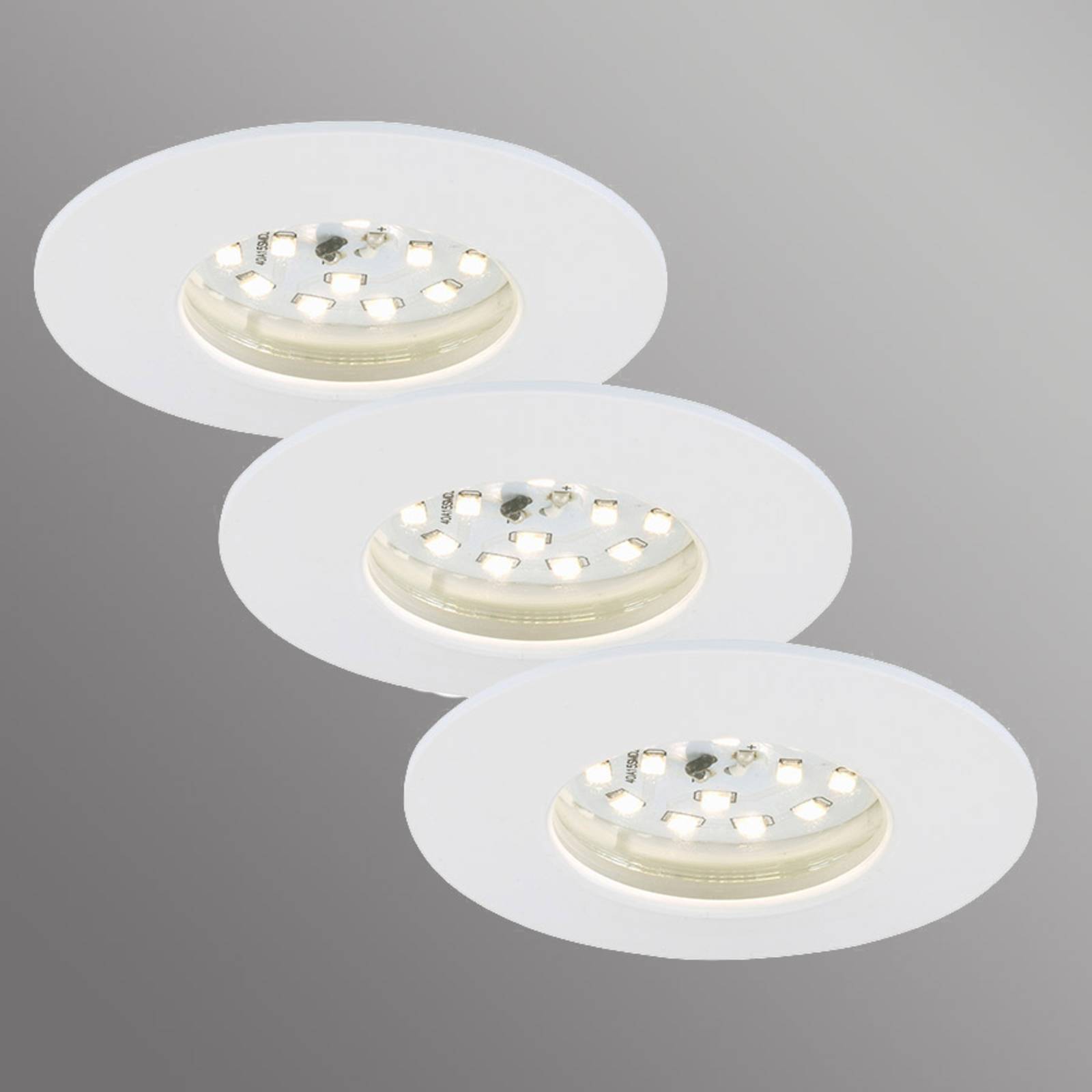 Briloner LED-Einbauleuchte Attach Dim, IP44, 3er-Set, weiß