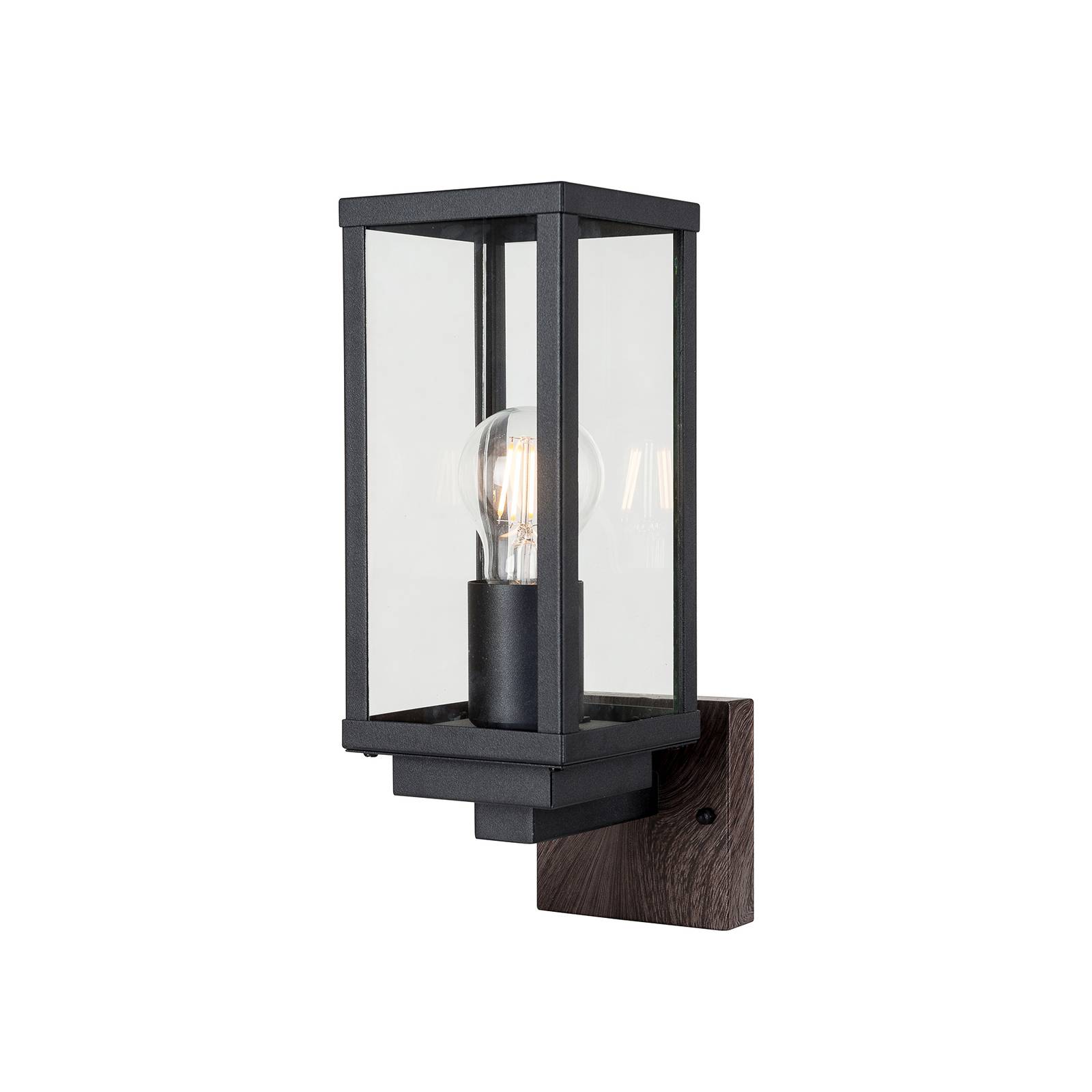 Eco-Light Außenwandlampe Karo, stehend, Holzdekor