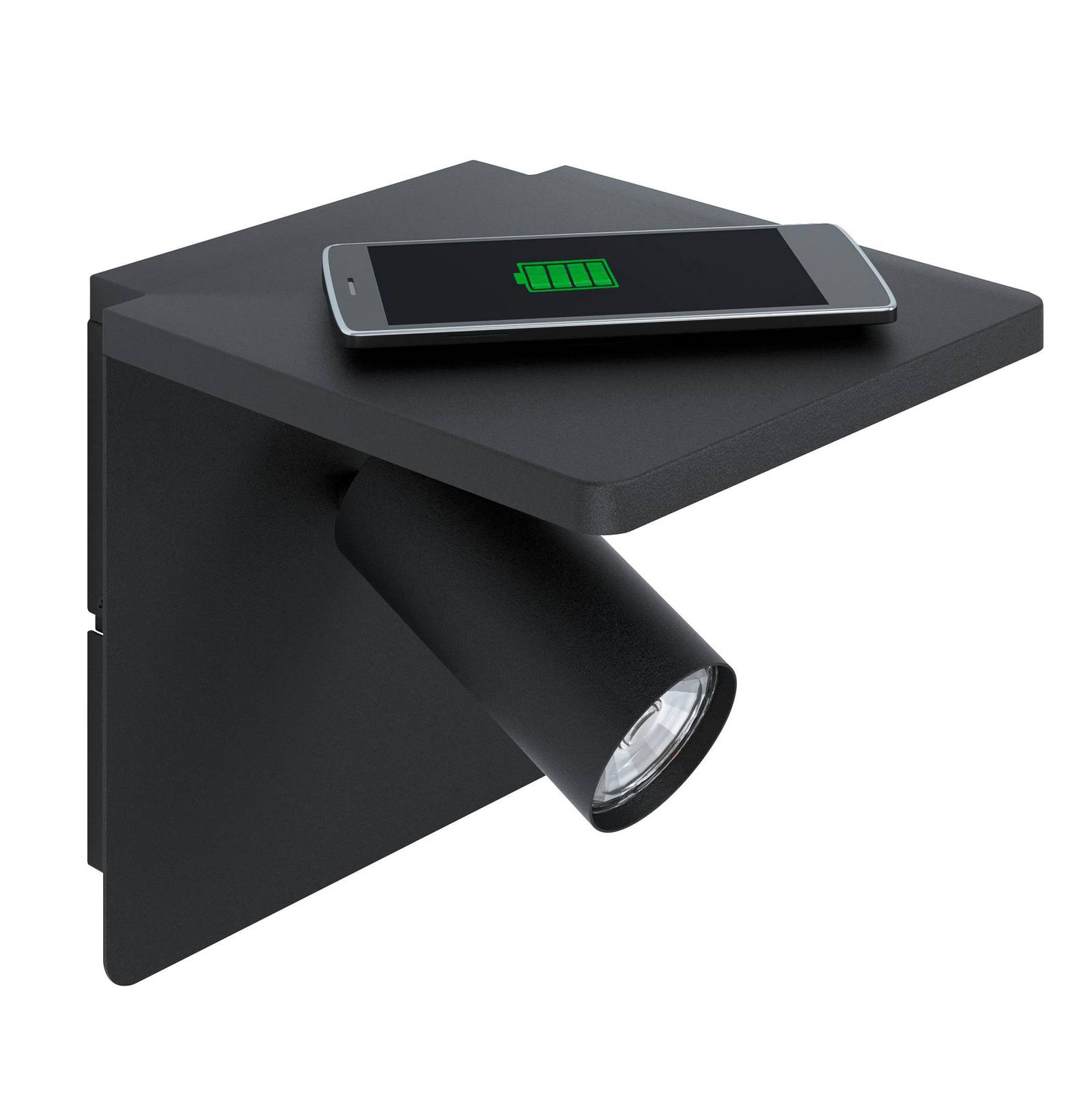 EGLO LED-Wandspot Ciglie, schwarz, mit Ladefunktion QI
