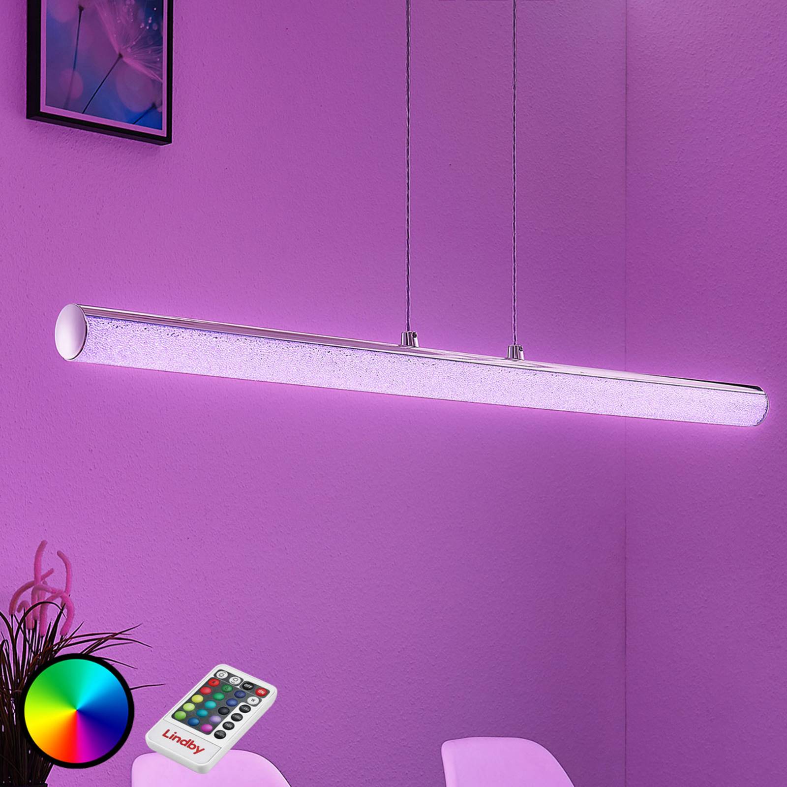 Lampenwelt.com LED-Hängelampe Fria, Zylinder, RGB, Fernbedienung