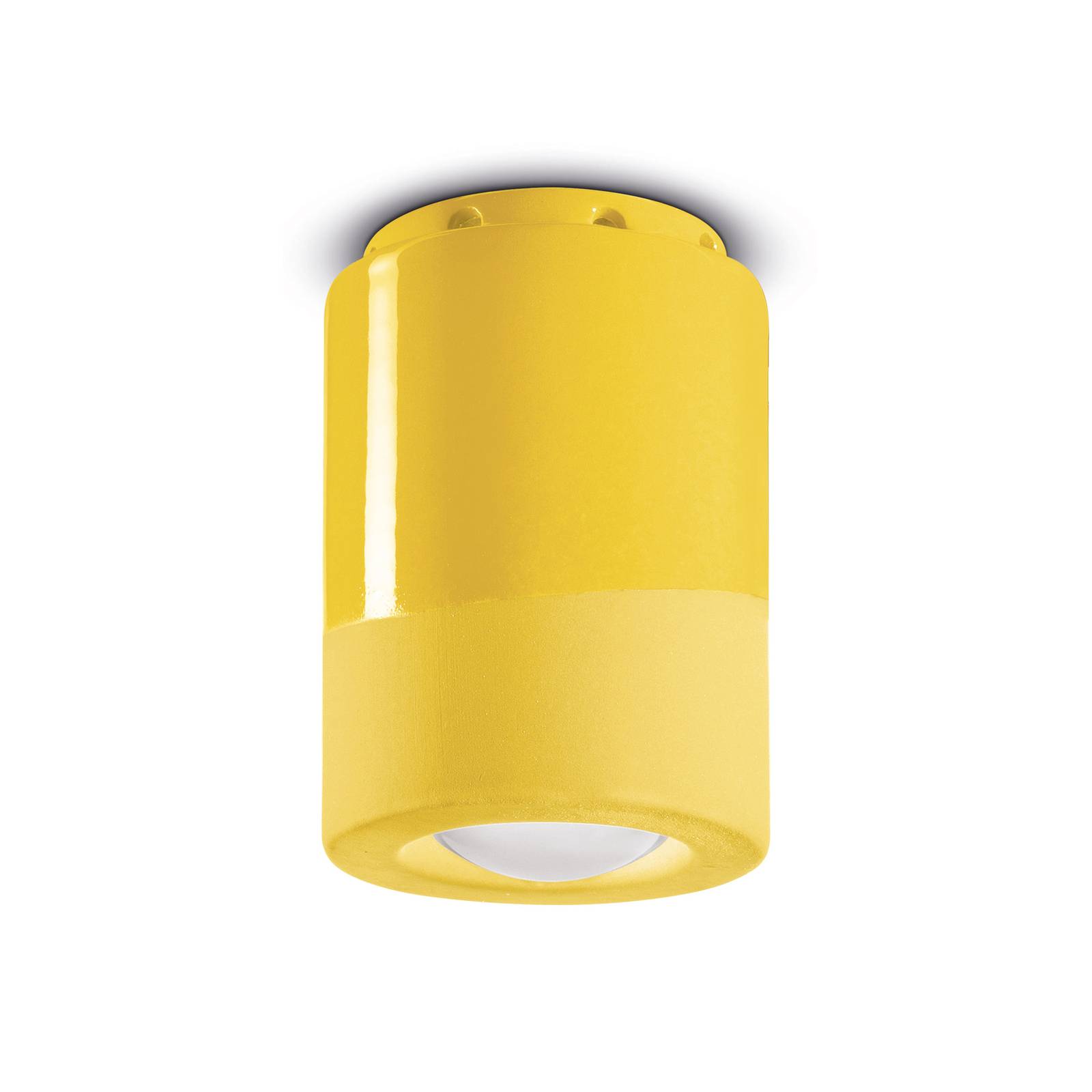 Ferroluce Deckenlampe PI, zylinderförmig, Ø 8,5 cm, gelb