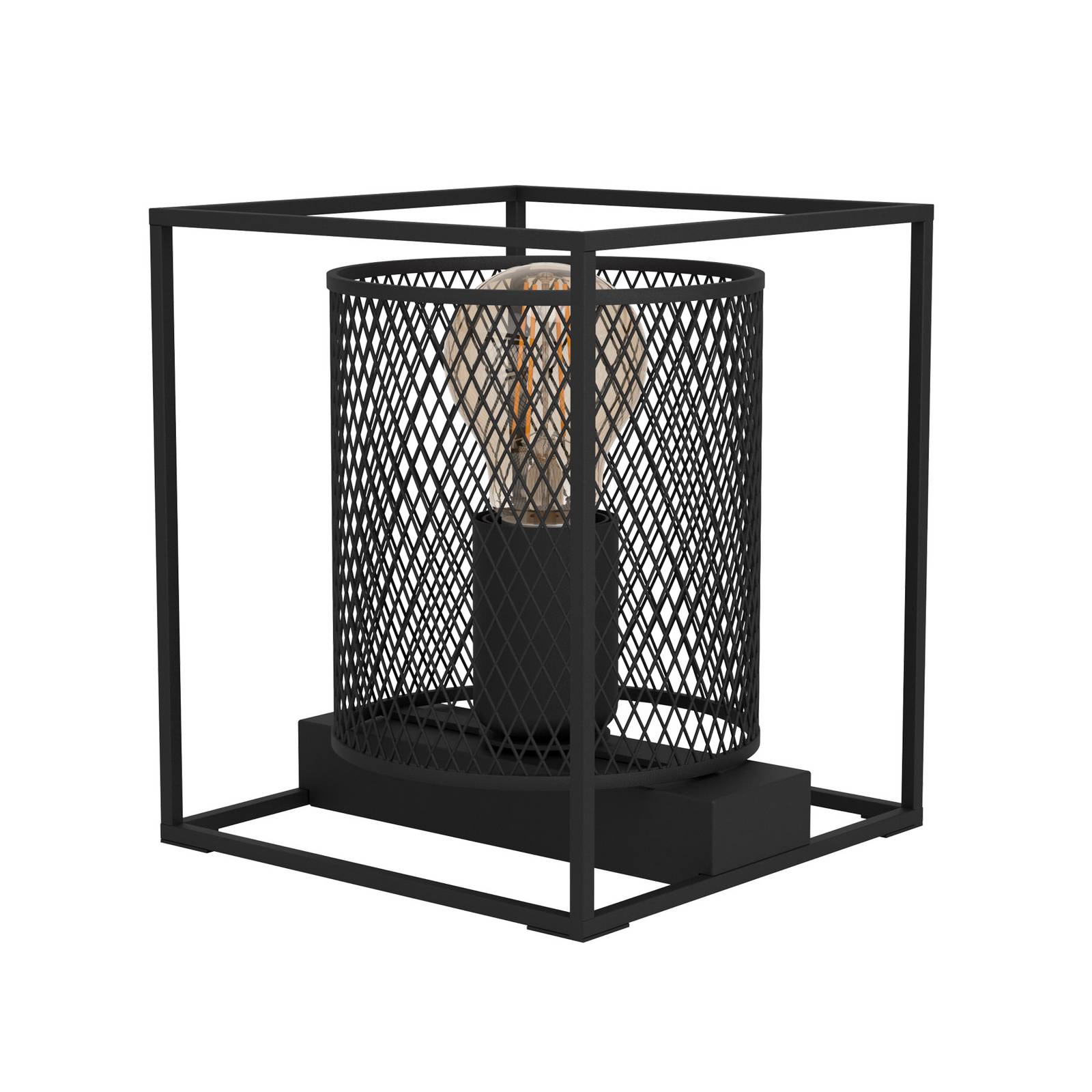 EGLO Tischleuchte Catterick, schwarz, ein Käfigschirm