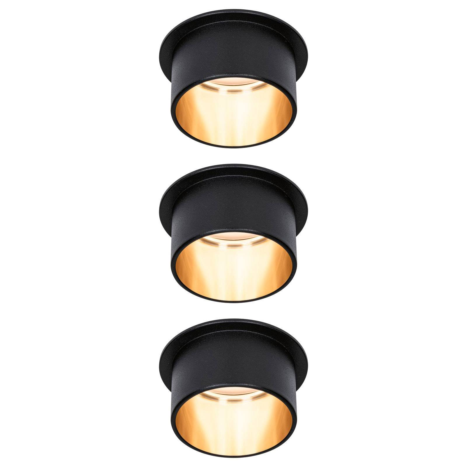 Paulmann Gil LED-Einbau schwarz matt/gold 3er-Set