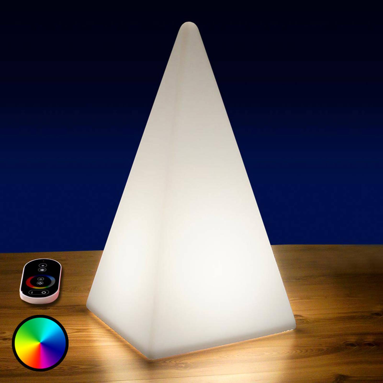 Epstein-Design Akkubetriebene RGB-LED-Pyramide, 73 cm