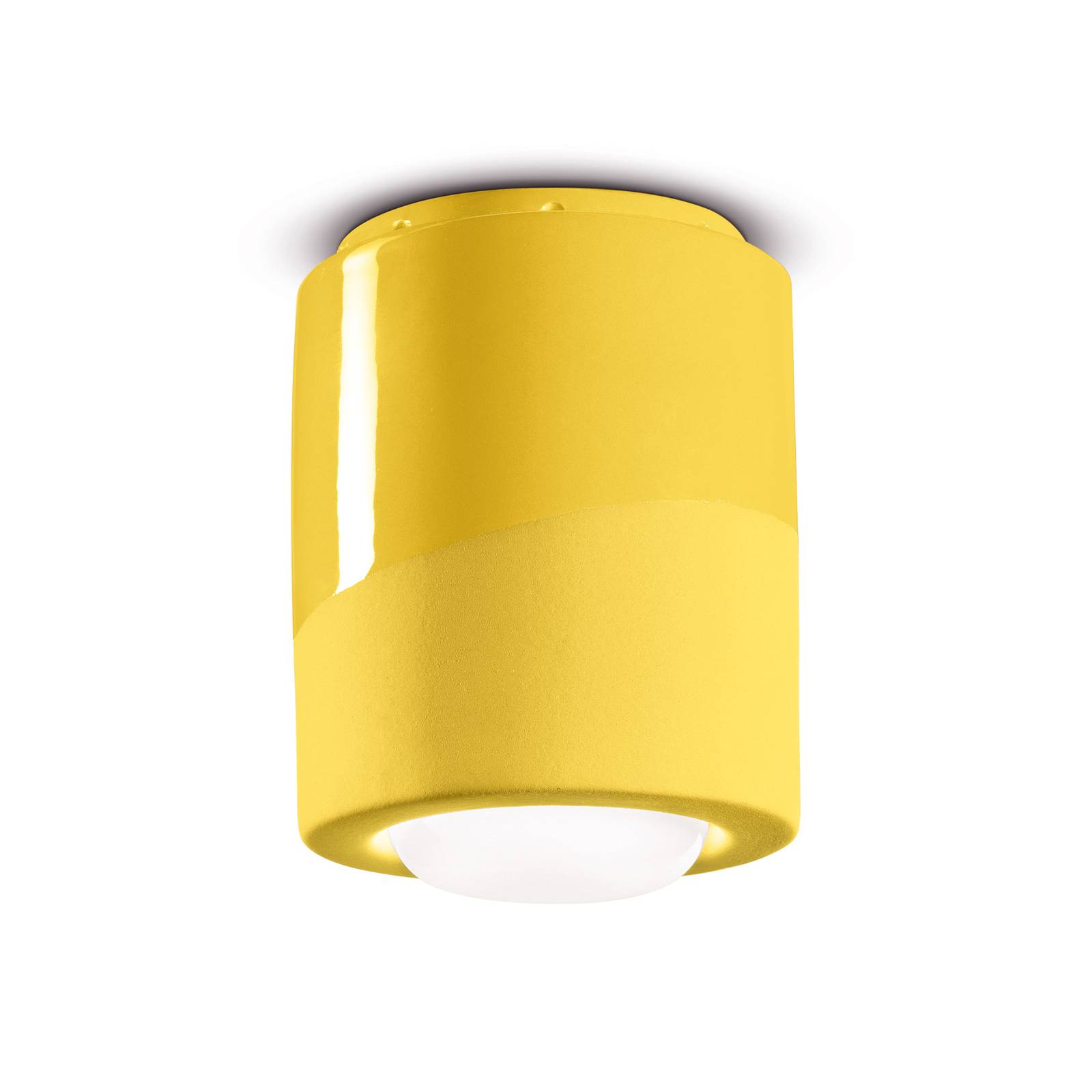 Ferroluce Deckenlampe PI, zylindrisch, Ø 12,5 cm gelb