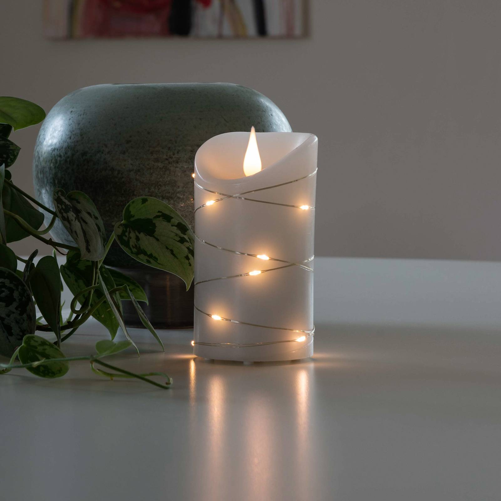 Konstsmide Christmas LED-Wachskerze weiß Lichtfarbe Warmweiß Ø 7,5 cm