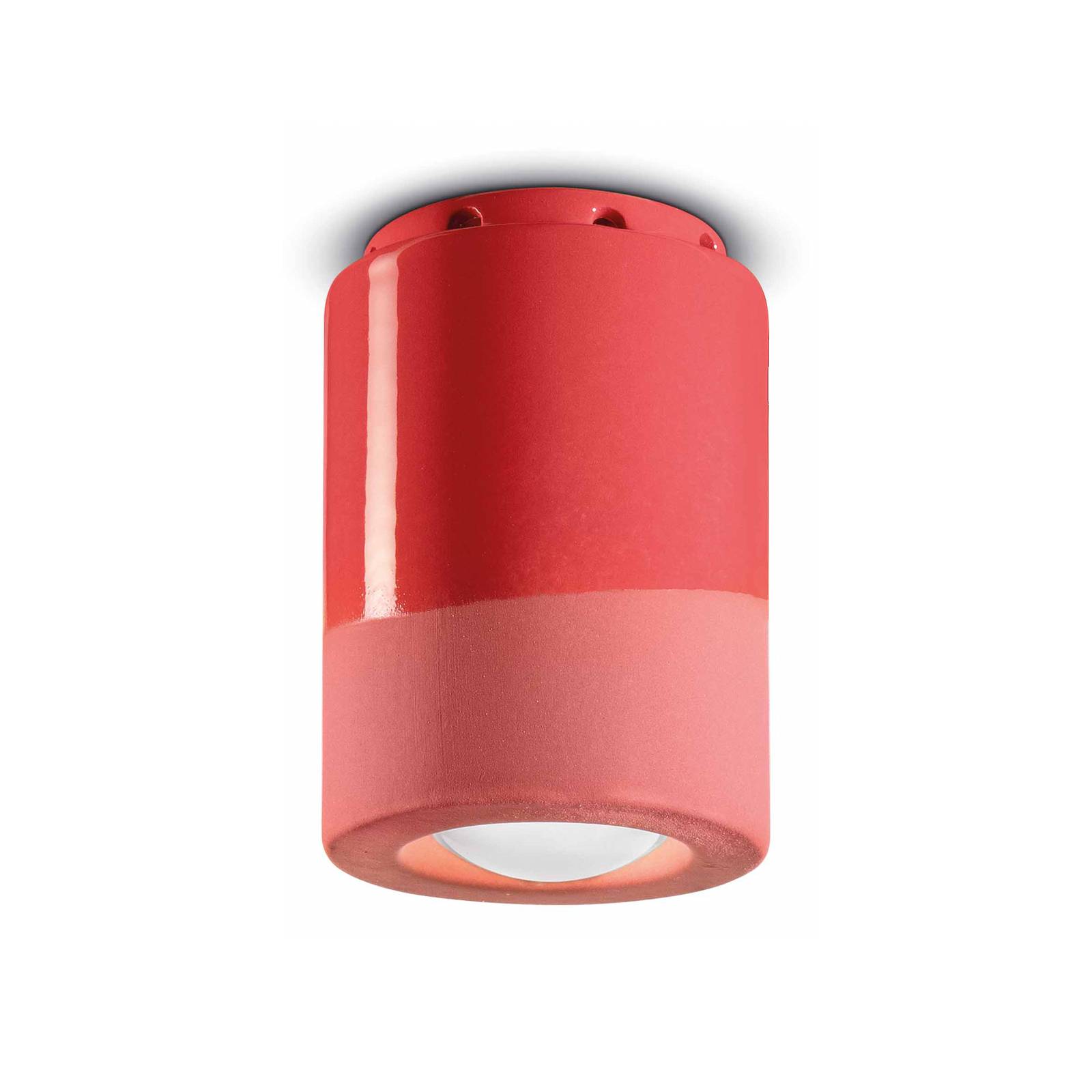 Ferroluce Deckenlampe PI, zylinderförmig, Ø 8,5 cm, rot