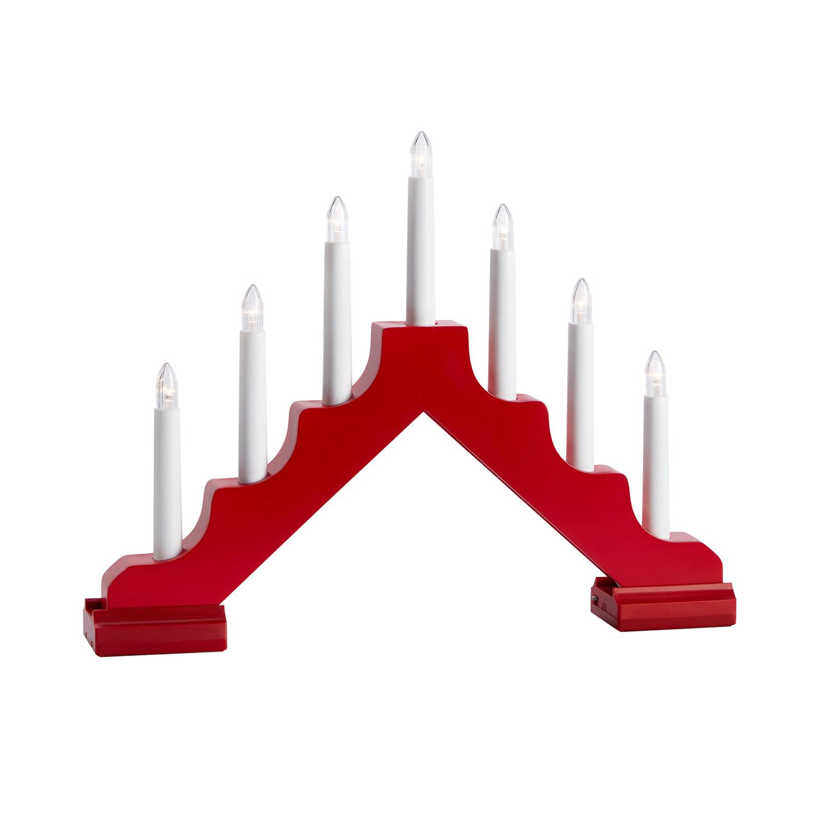 Markslöjd LED-Kerzenleuchter Evelin aus Holz, 7-flammig, rot