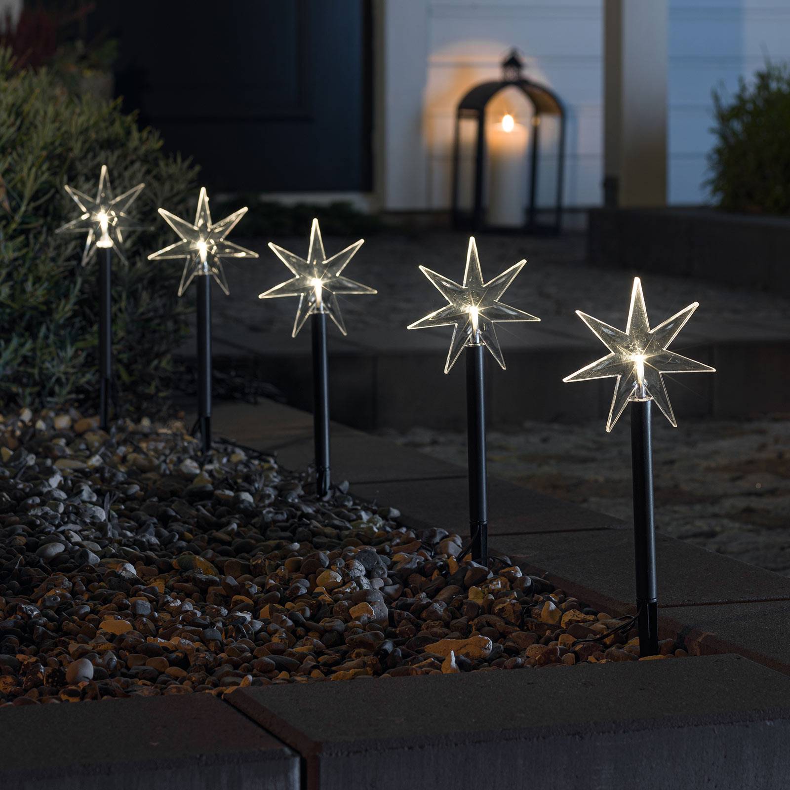 Konstsmide Christmas LED-Außendeko Stern, 5-flg., mit Erdspieß