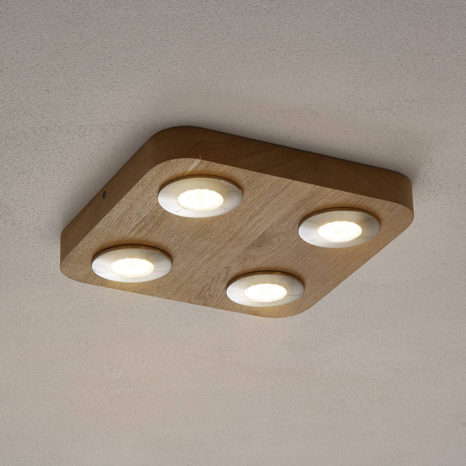Spot-Light 4-flammige LED-Deckenlampe Sunniva aus Eichenholz