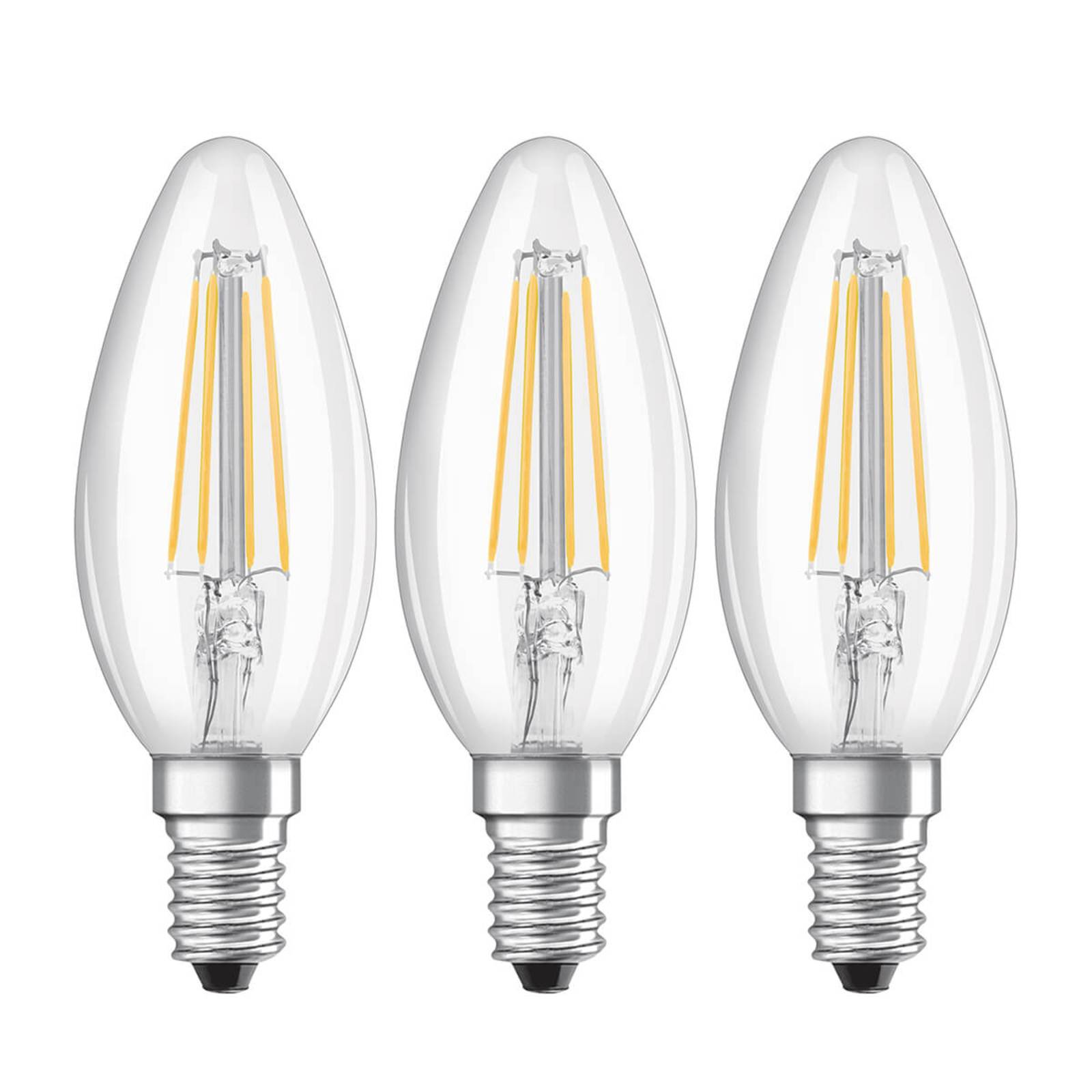 Osram LED-Filament-Kerzenlampe E14 4W klar 2.700K3er-Set