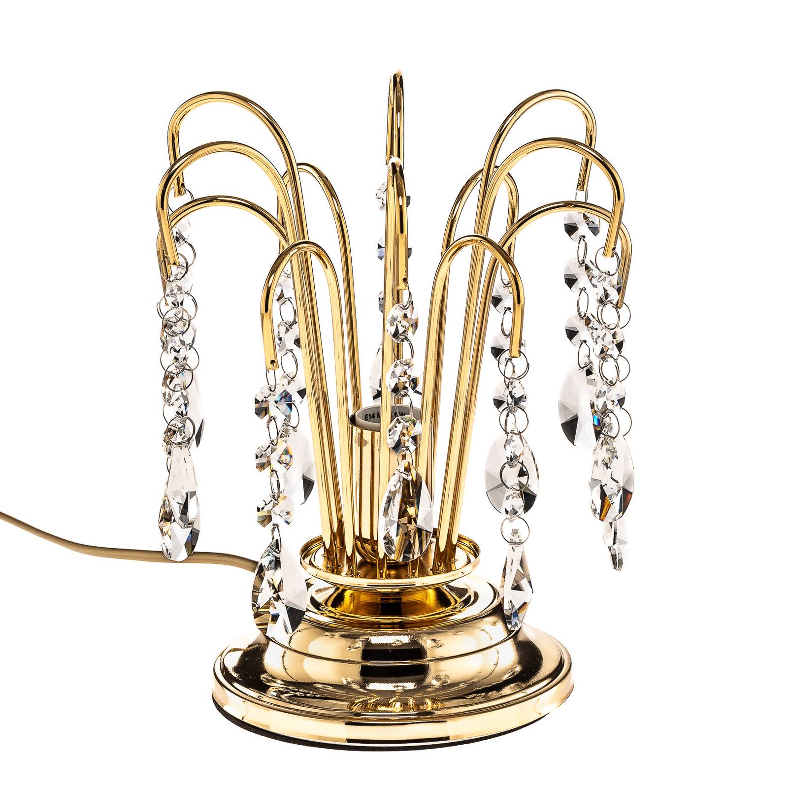 ONLI Tischlampe Pioggia mit Kristallregen, 26cm, gold