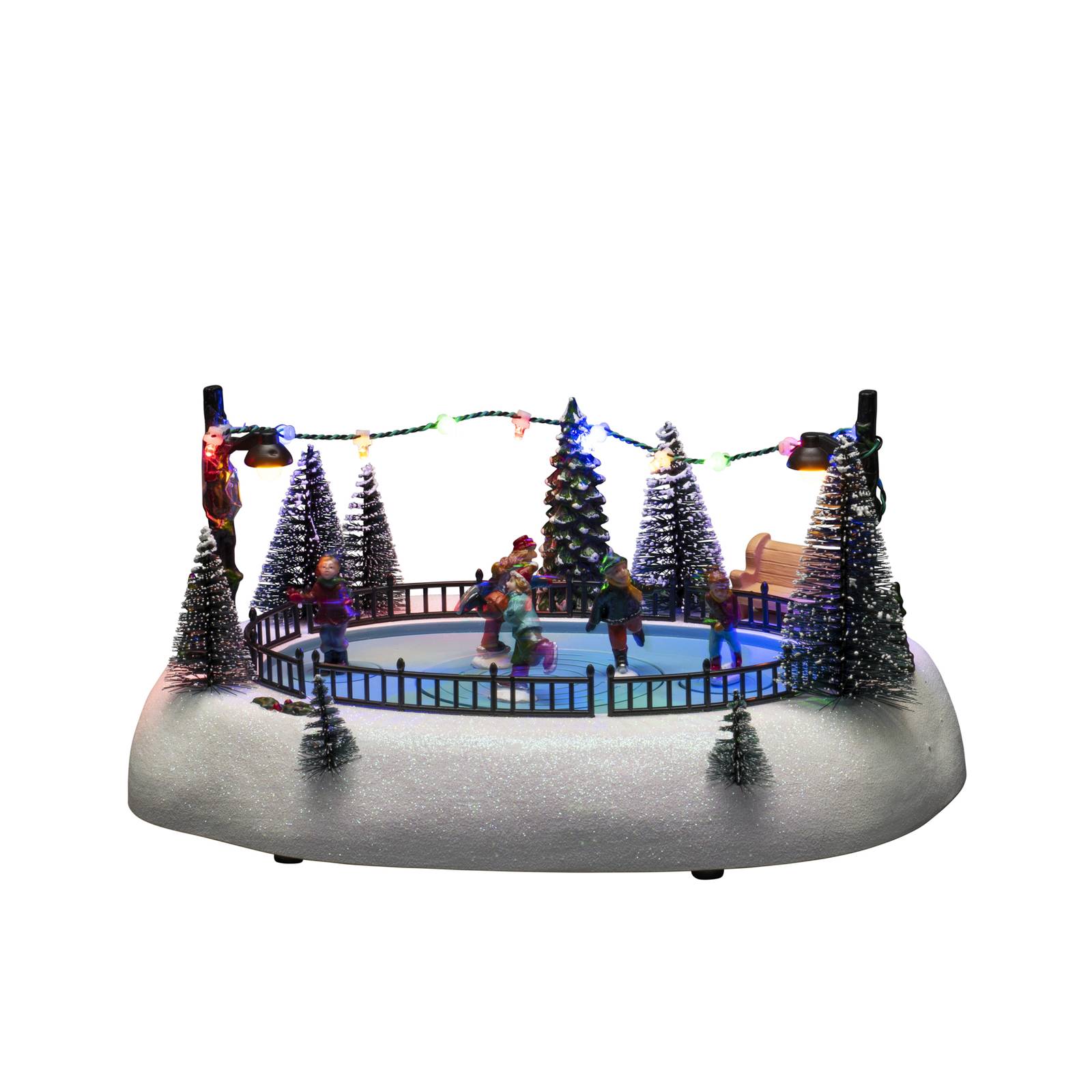 Konstsmide Christmas LED-Dekorationsleuchte Eisbahn Musik, Batterie USB