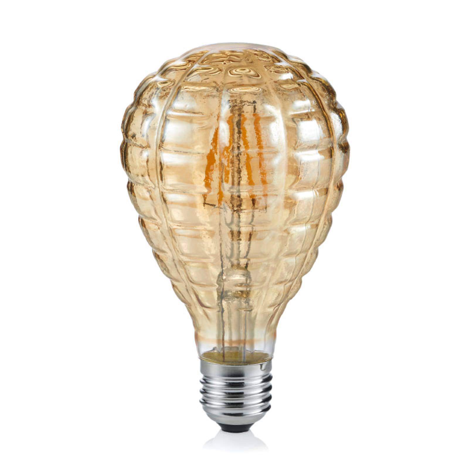 Trio Lighting LED-Globelampe Tropfen E27 4W 2.700K strukt. amber