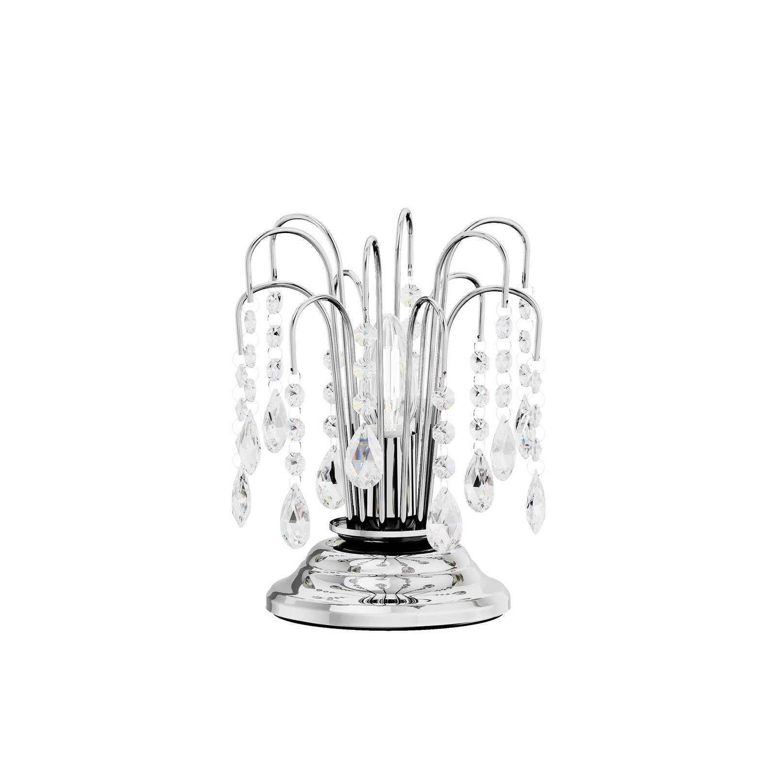 ONLI Tischlampe Pioggia mit Kristallregen, 26cm, chrom