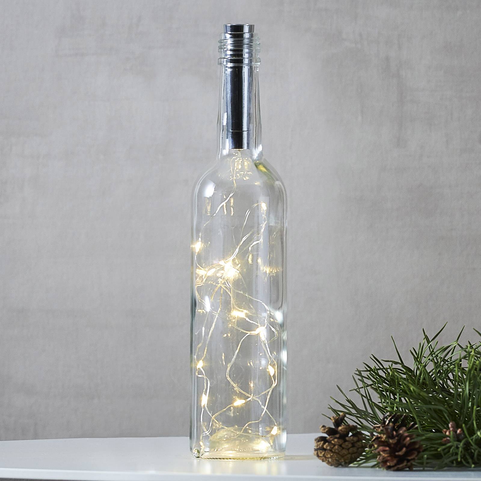 STAR TRADING Lichterkette für Flaschen Dew Drops 75cm, silber