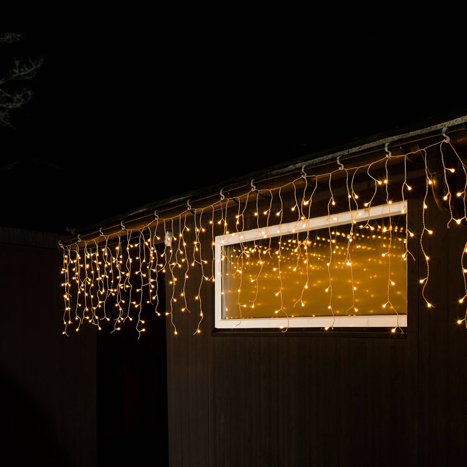 Konstsmide Christmas LED-Lichtervorhang Eisregen warmweiß transp. 10m