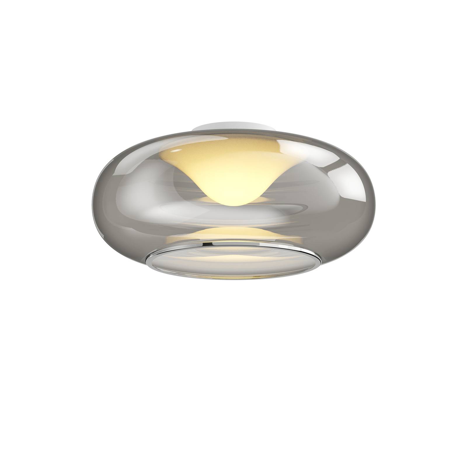 LUCANDE Glas-LED-Deckenlampe Mijo in Rauchgrau