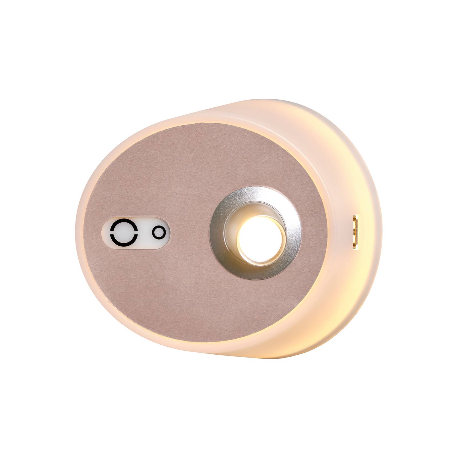 Carpyen LED-Wandlampe Zoom, Spot, USB-Ausgang, pink-kupfer