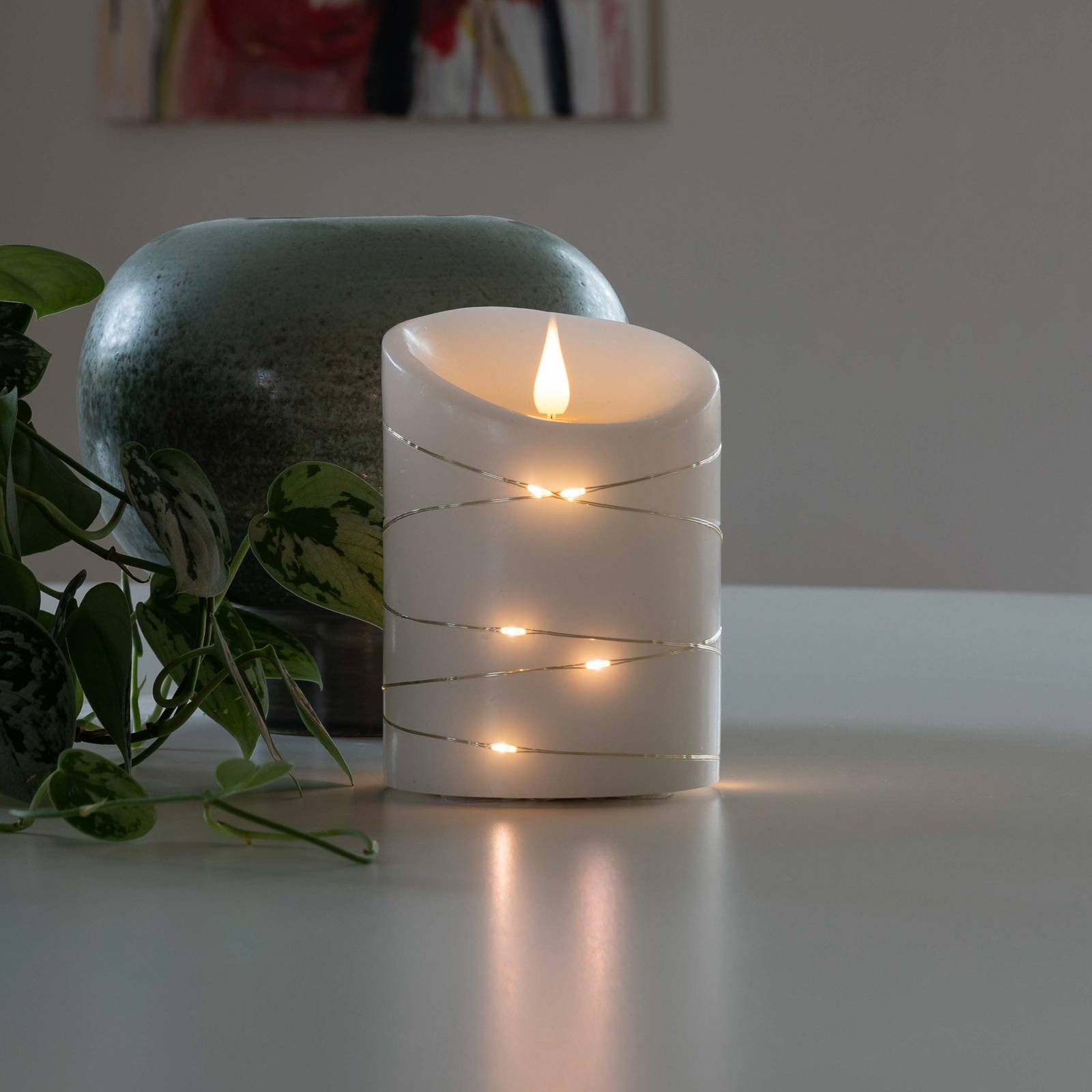Konstsmide Christmas LED-Wachskerze weiß Lichtfarbe Warmweiß Ø 10 cm