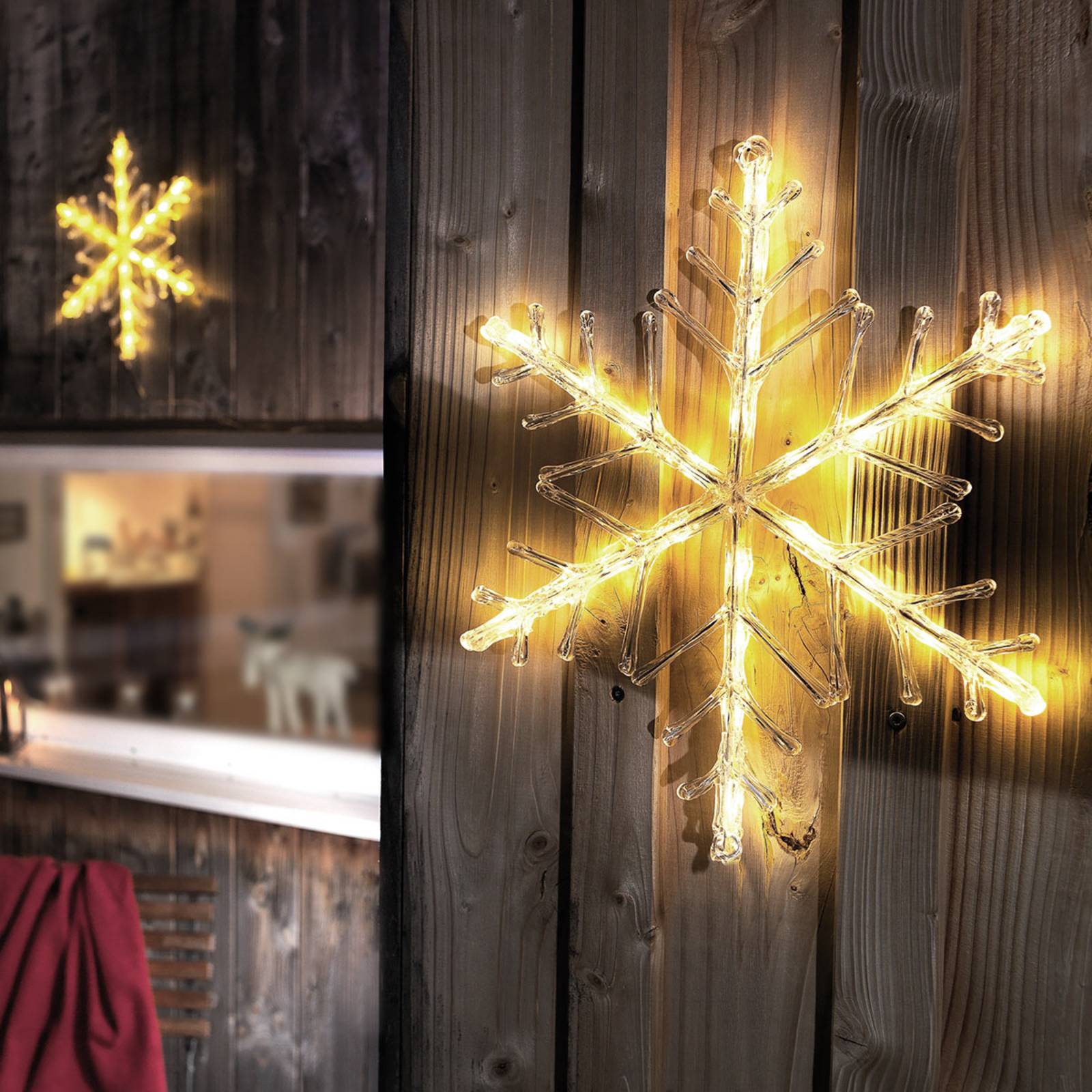 Konstsmide Christmas Leuchtende LED Schneeflocke, warmweiß 40cm