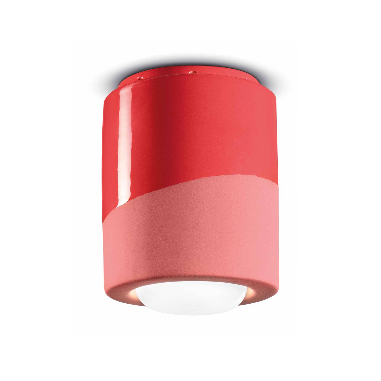 Ferroluce Deckenlampe PI, zylindrisch, Ø 12,5 cm, rot