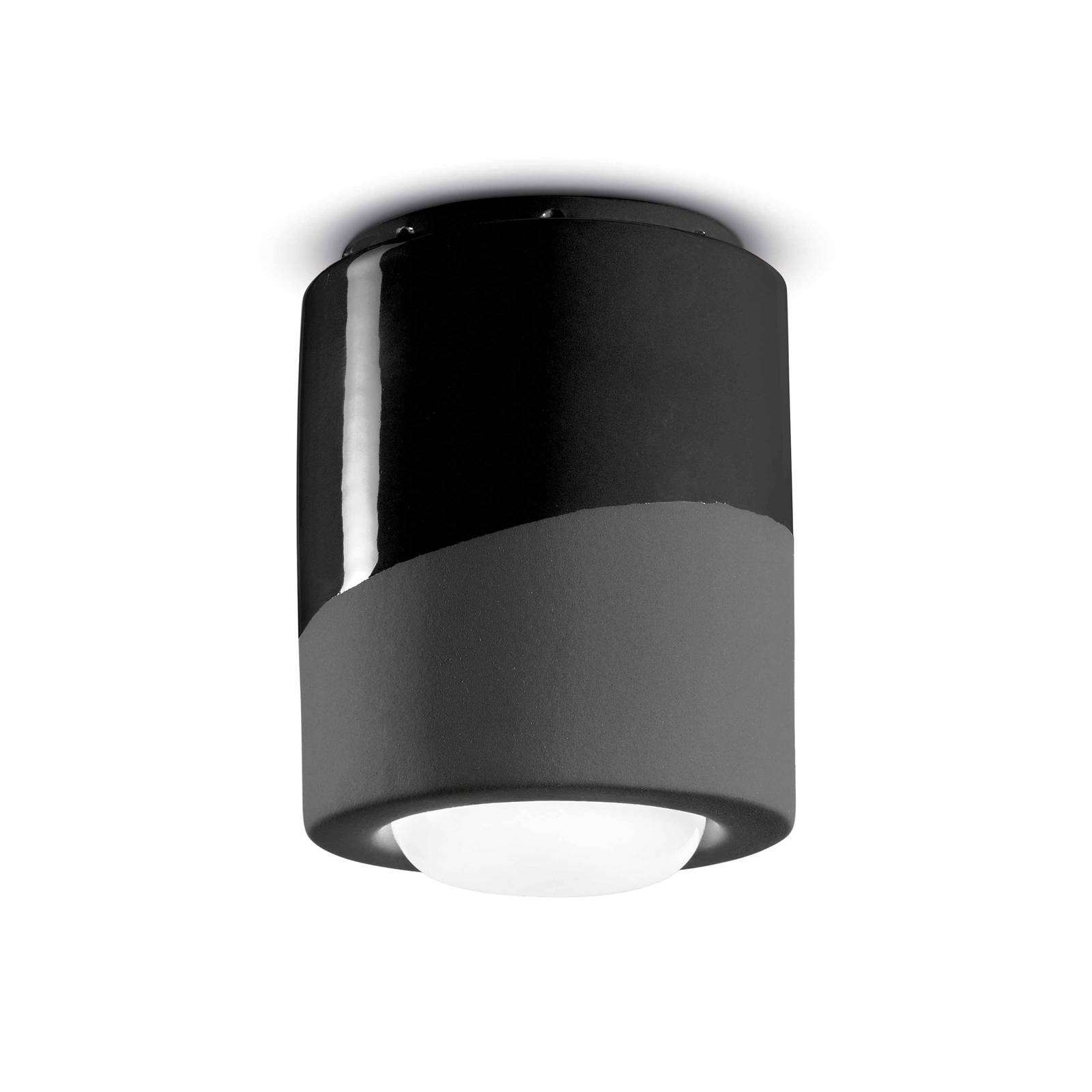 Ferroluce Deckenlampe PI, zylindrisch, Ø 12,5 cm schwarz
