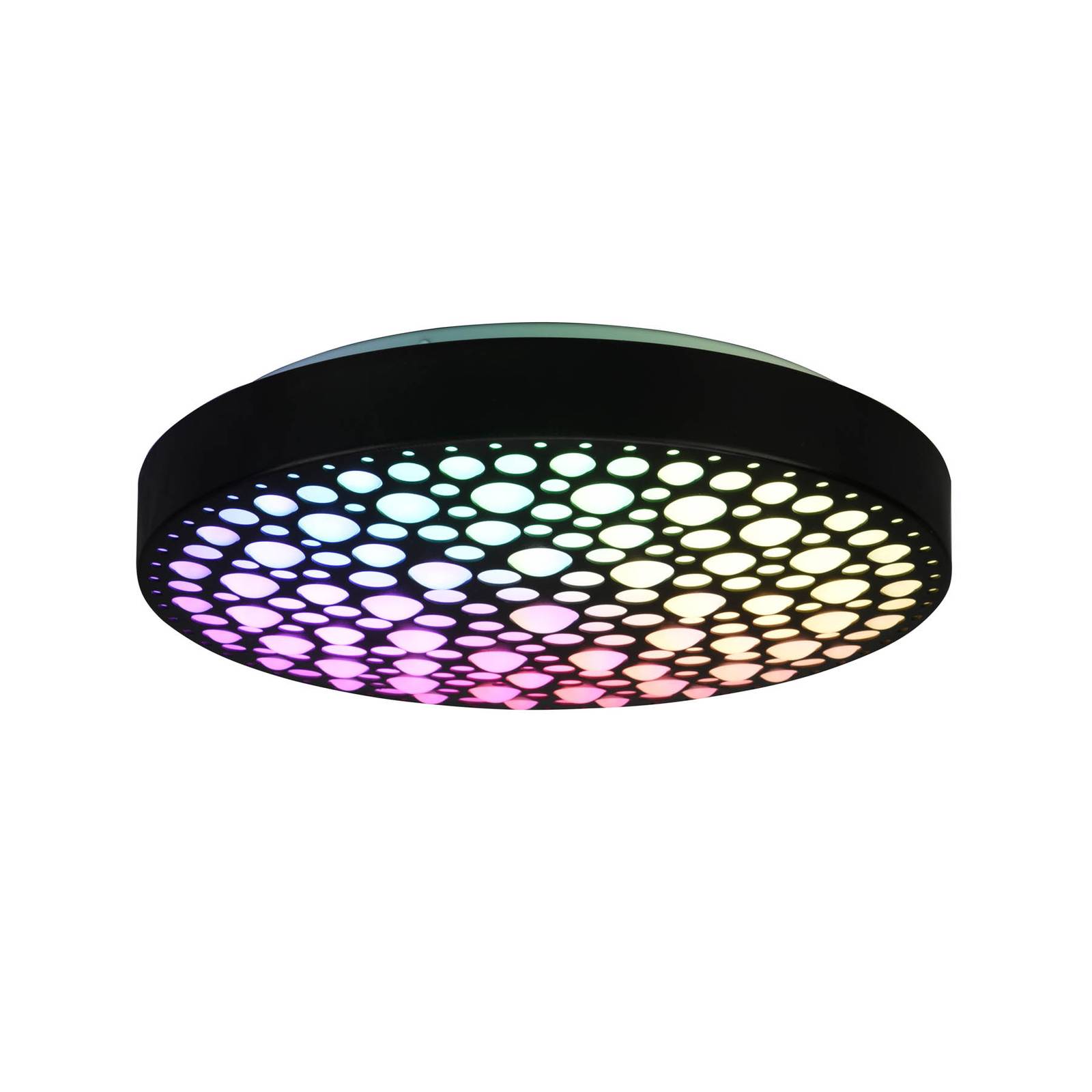Reality Leuchten LED-Deckenlampe Chizu Ø 40,5cm dimmbar RGB schwarz