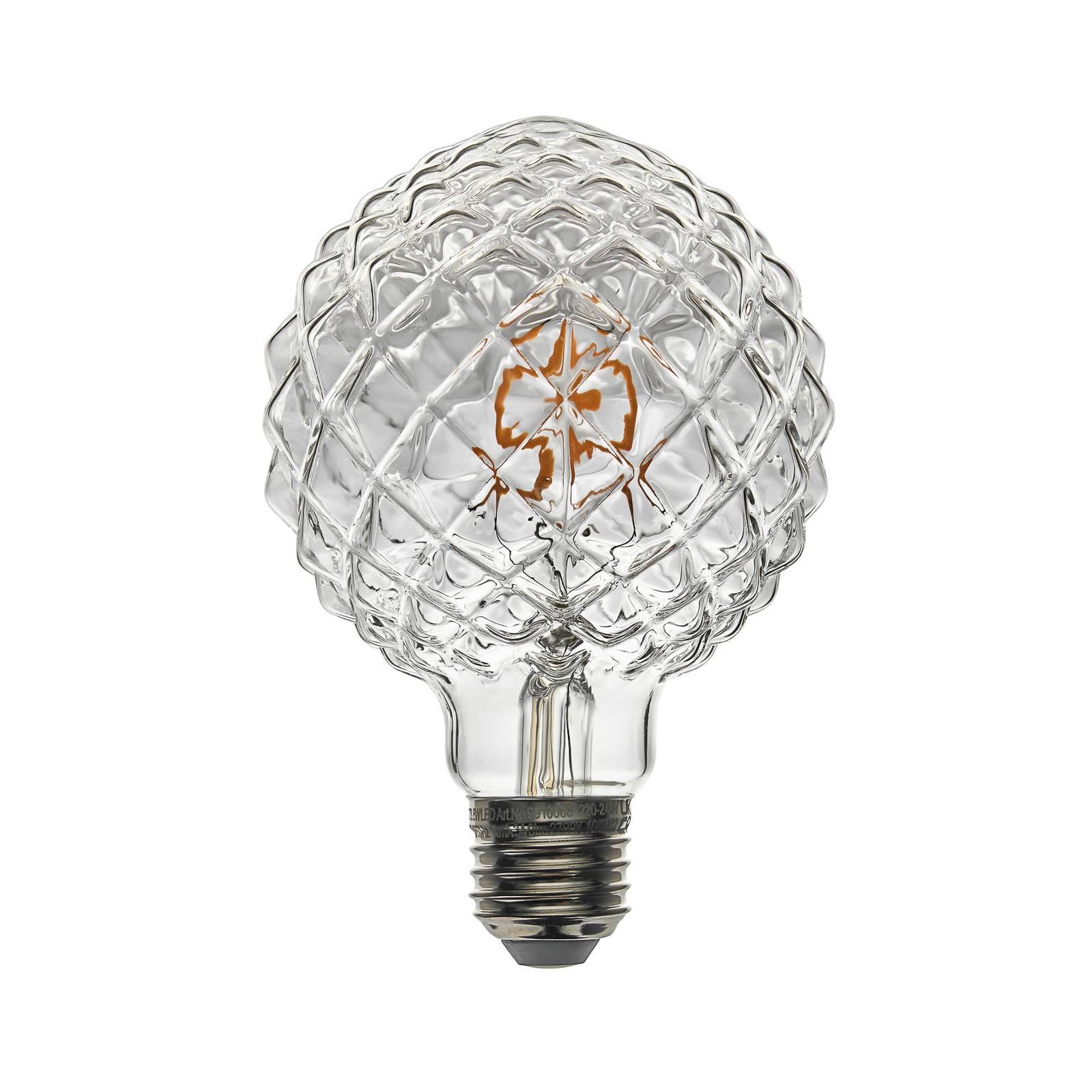 LUCANDE E27 3,8W LED-Lampe G95, 2700K, Struktur, klar