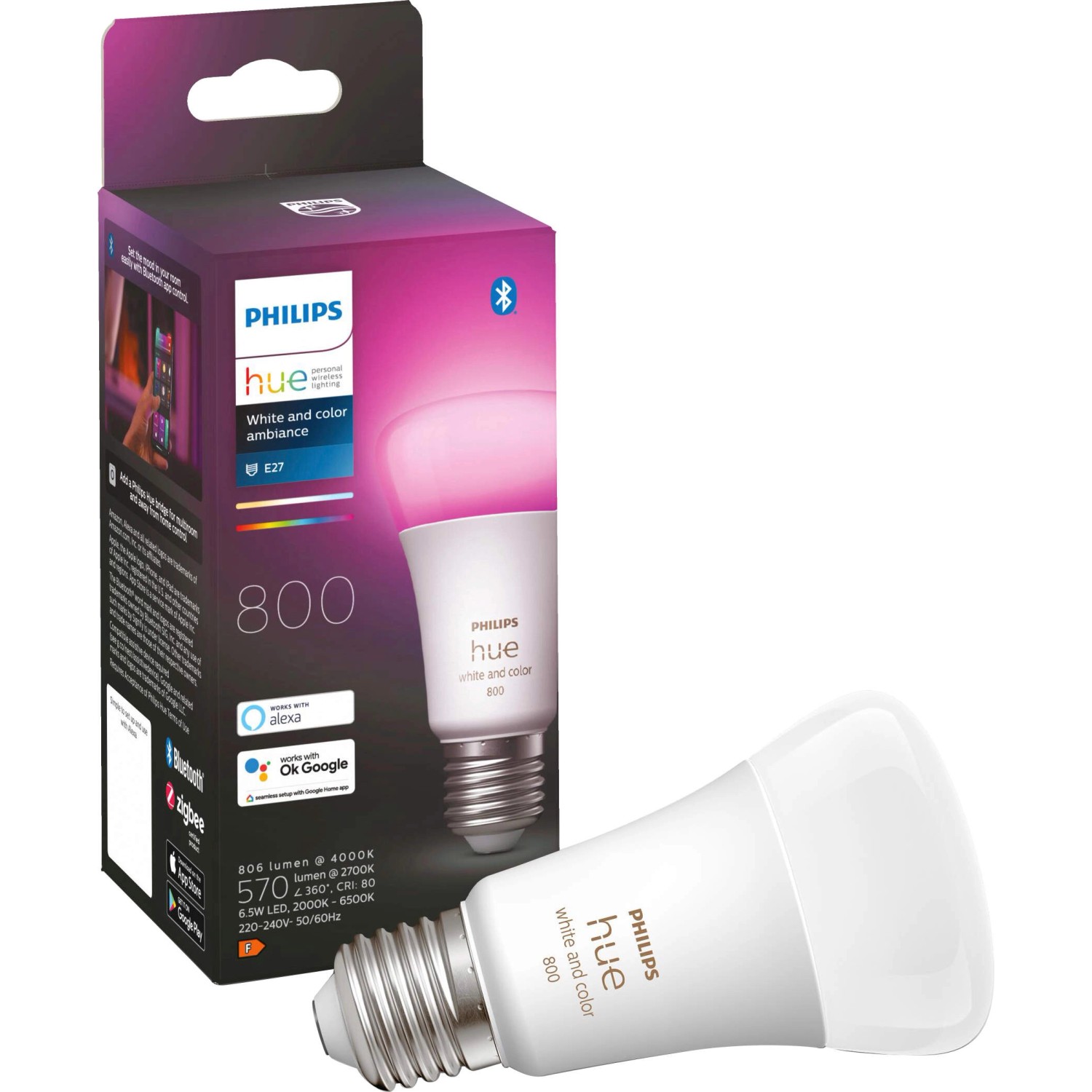 Philips Hue LED-Leuchtmittel White & Color Ambiance E27 570 lm 6,5 W