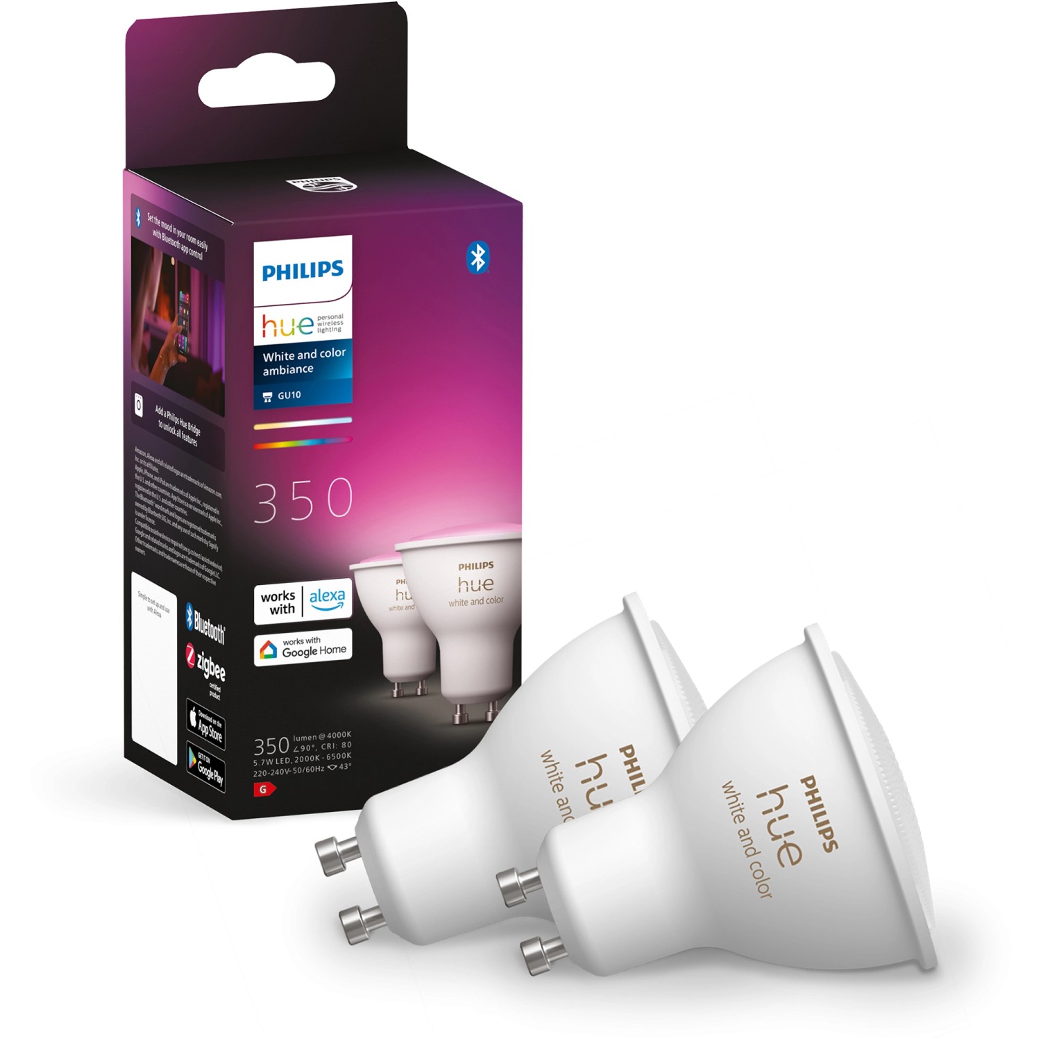 Philips Hue LED-Leuchtmittel White & Color Ambiance GU10 2 x 230 lm 4,3 W 2er-Pack