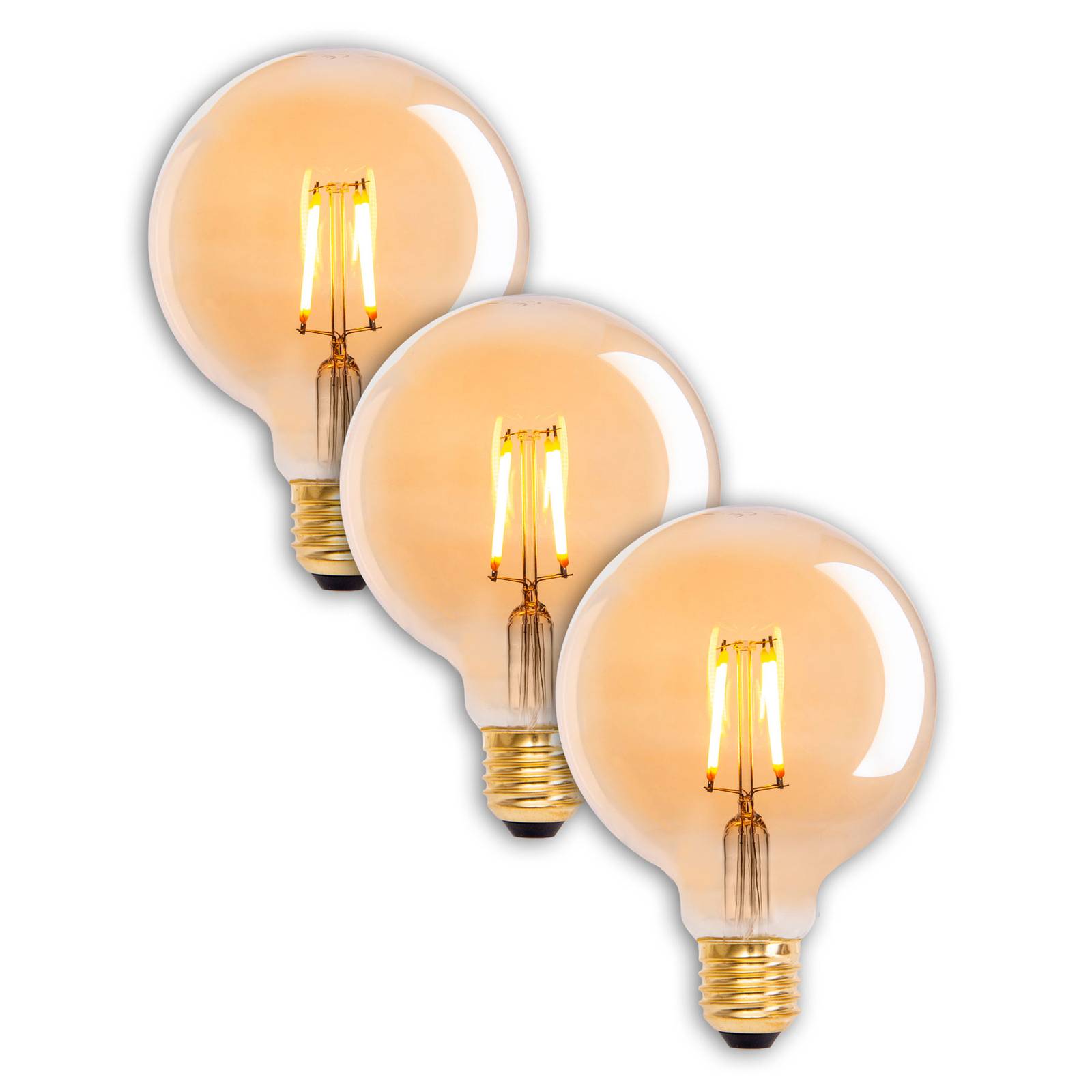 Naeve Leuchten LED-Globelampe E27 4,1W 310lm warmweiß gold 3erSet