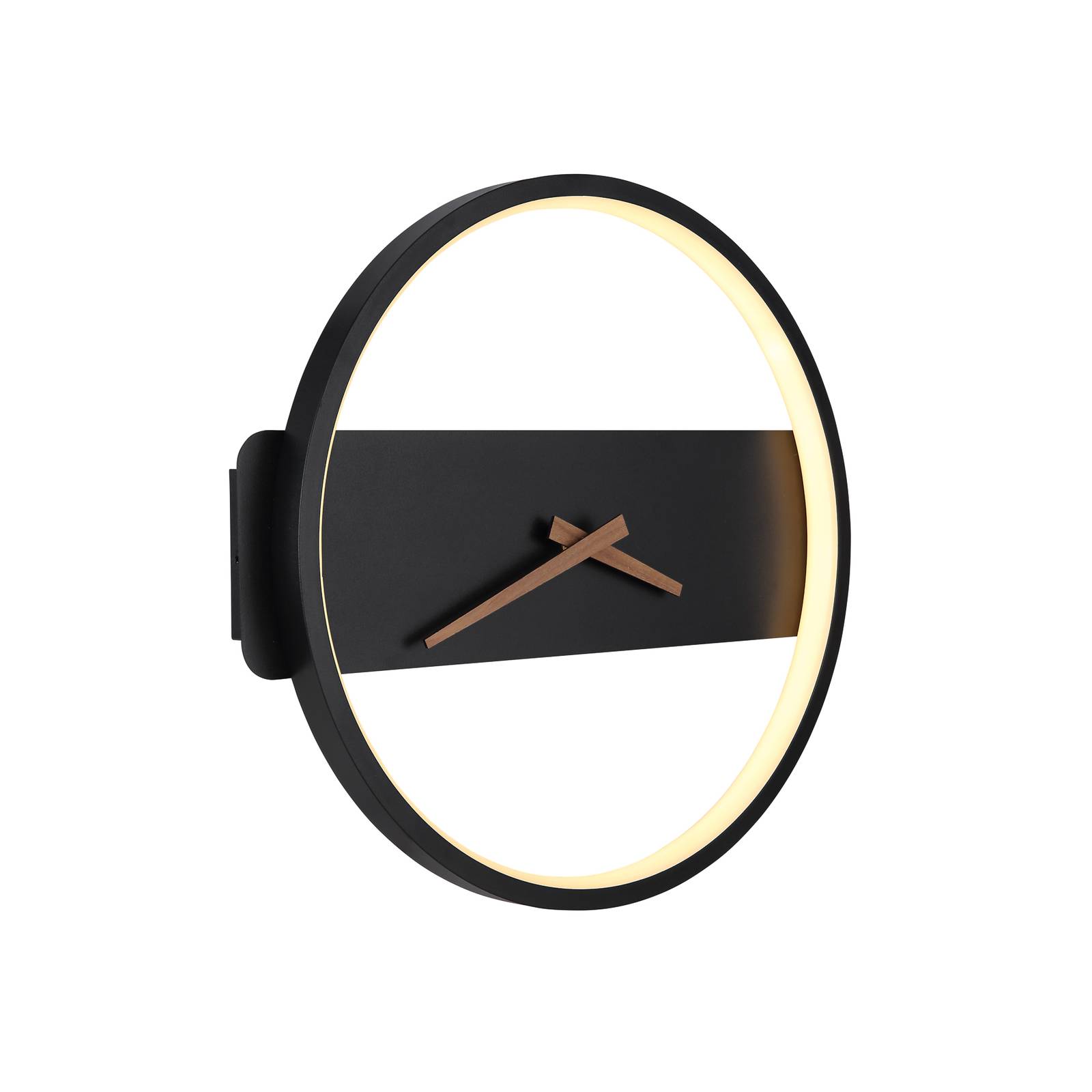 Globo LED-Wandlampe Sussy mit Uhr, schwarz, Breite 32 cm