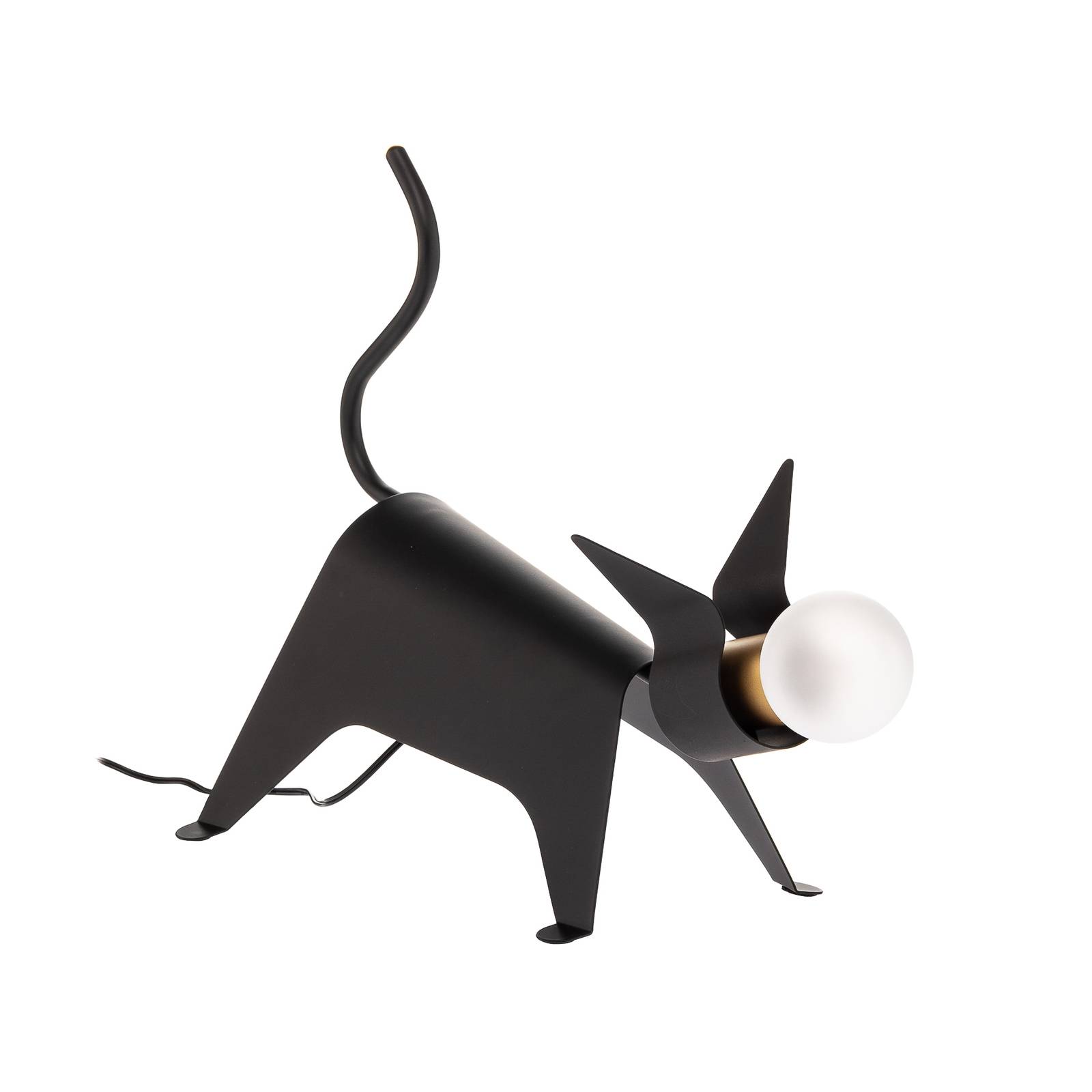 Lucande Idalina LED-Tischlampe, Katze, schwarz