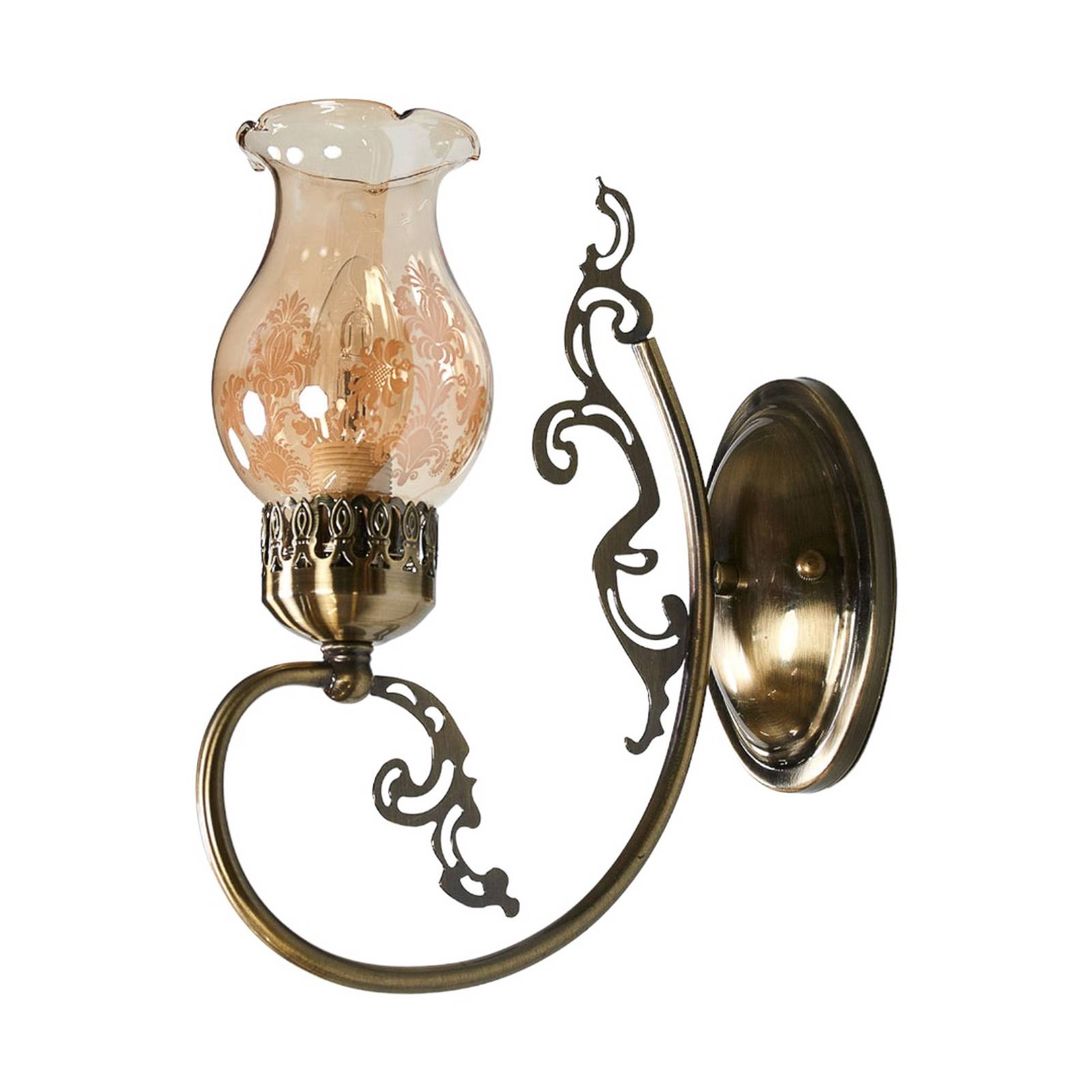 Lindby Antik aussehende Wandlampe Heti mit Glasschirm