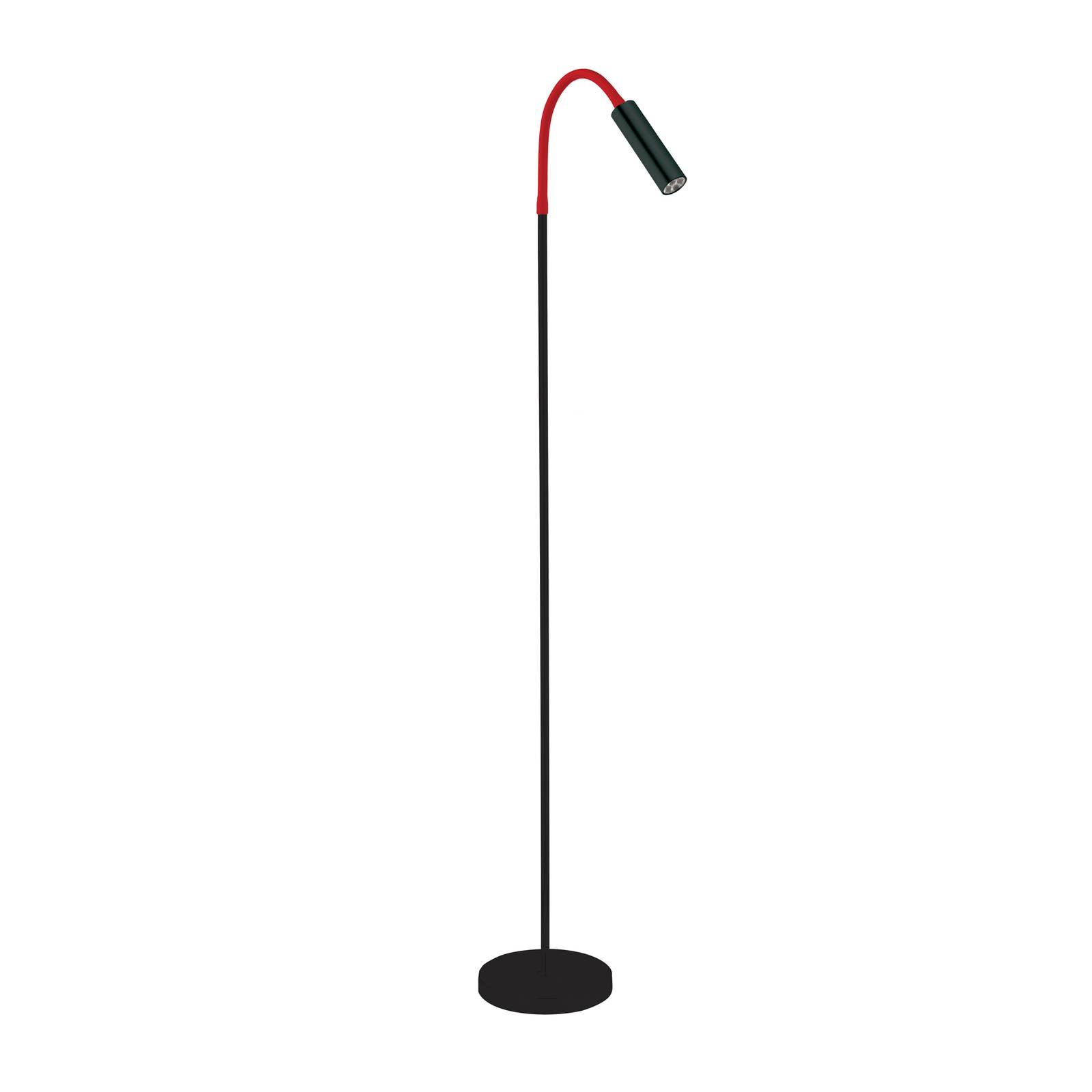 Busch LED-Stehlampe Rocco, schwarz matt Flexarm rot
