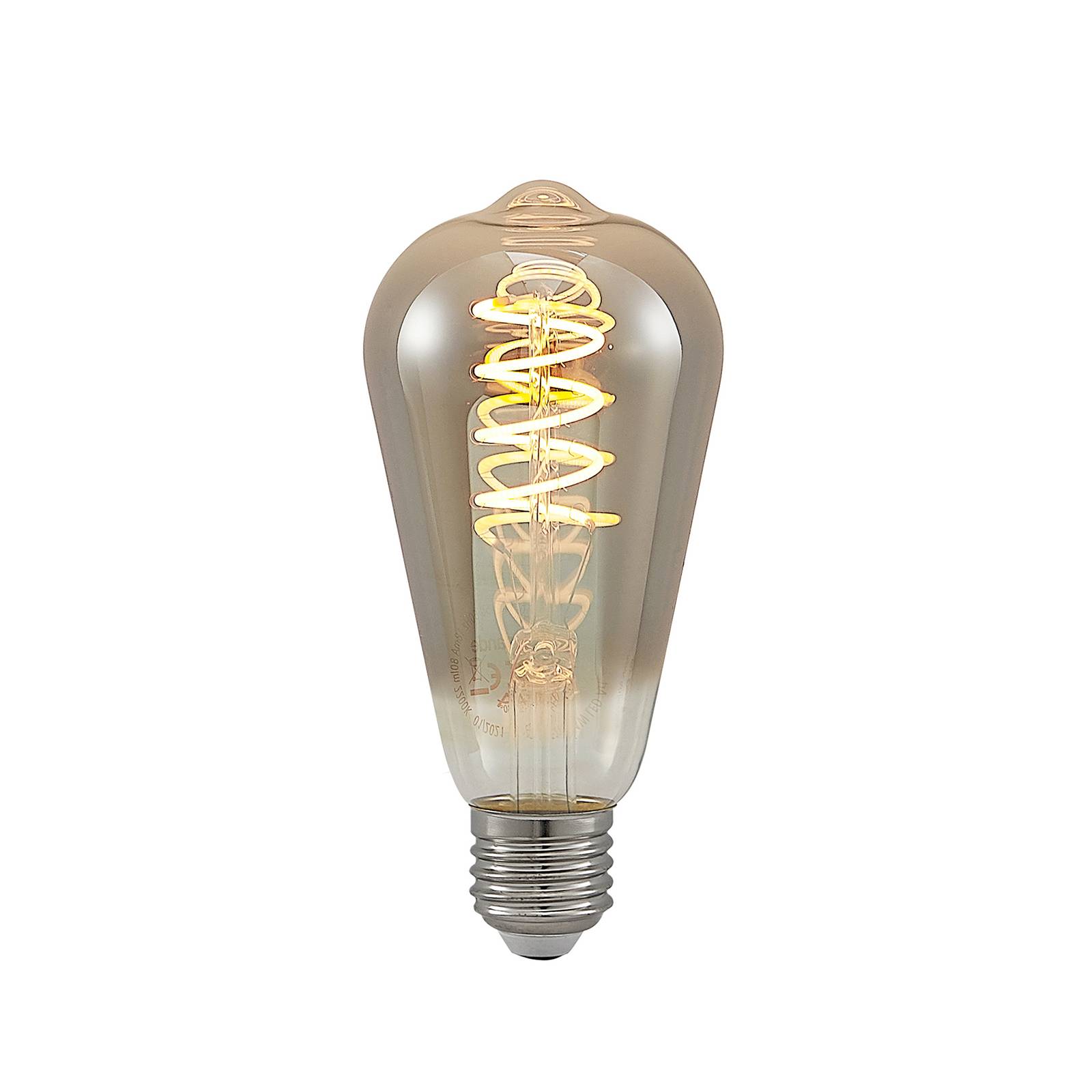 Lucande LED-Lampe E27 ST64 4W 2.200K dimmbar smoke